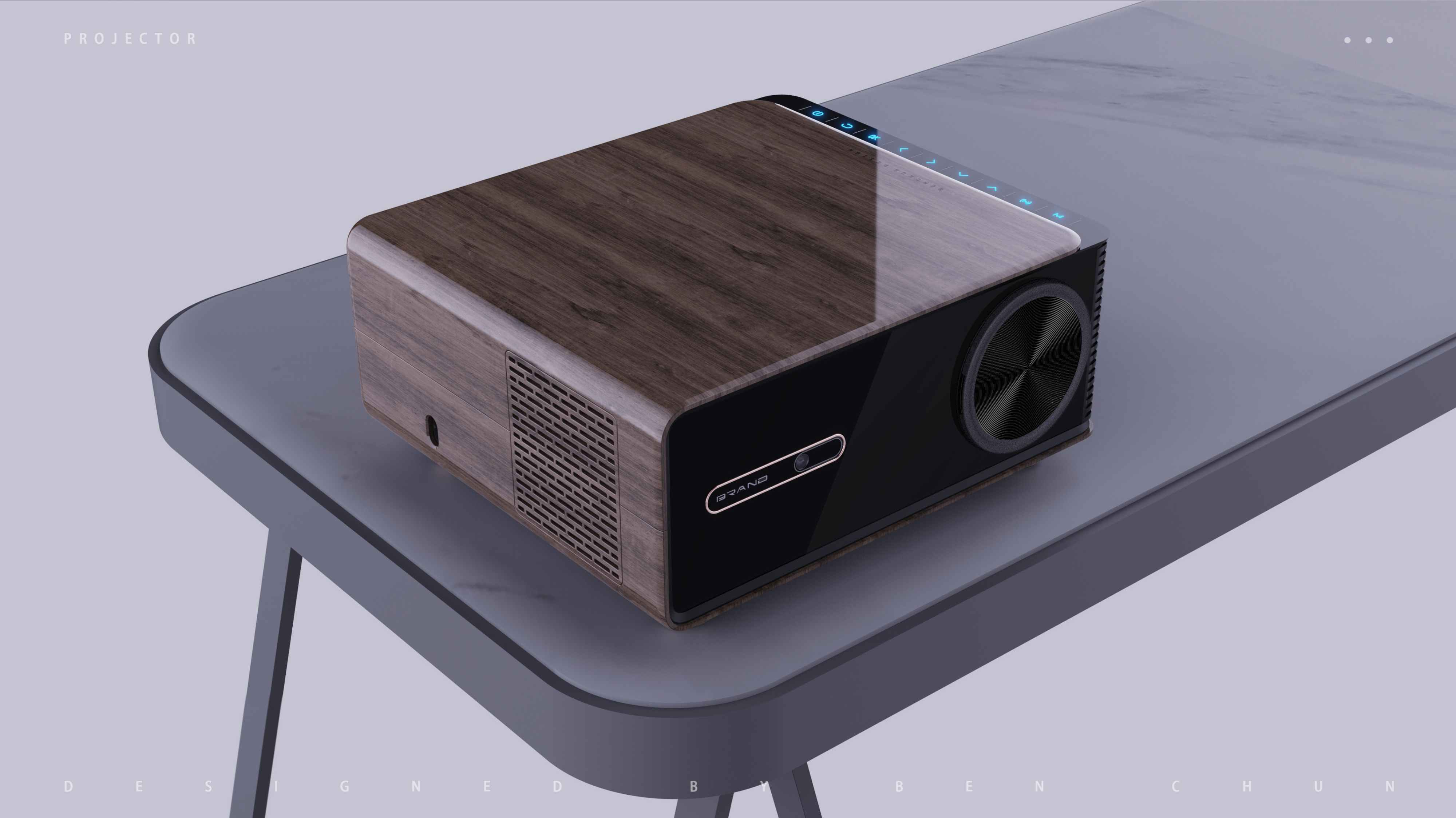 Projector, projector, retro, wood grain, sense of science and technology,，