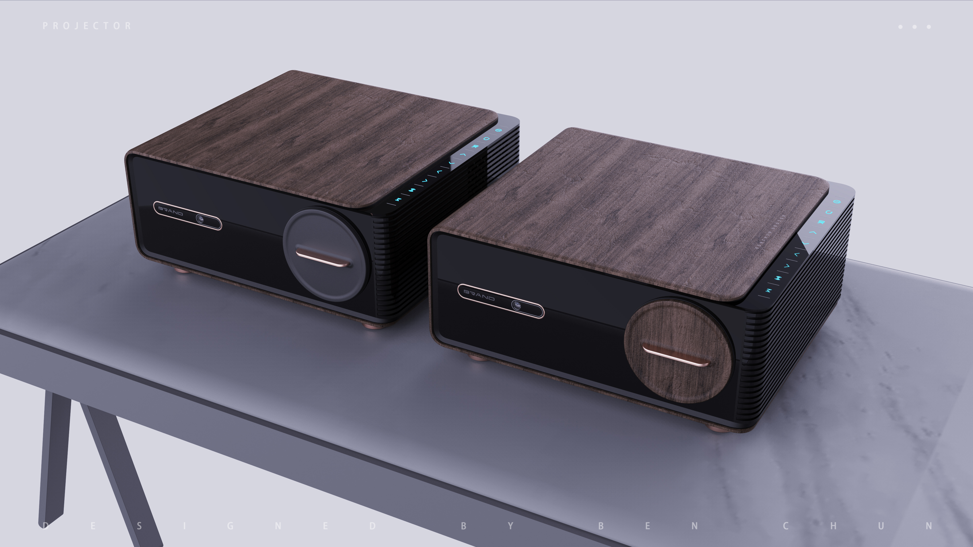 Projector, projector, retro, wood grain, sense of science and technology,，