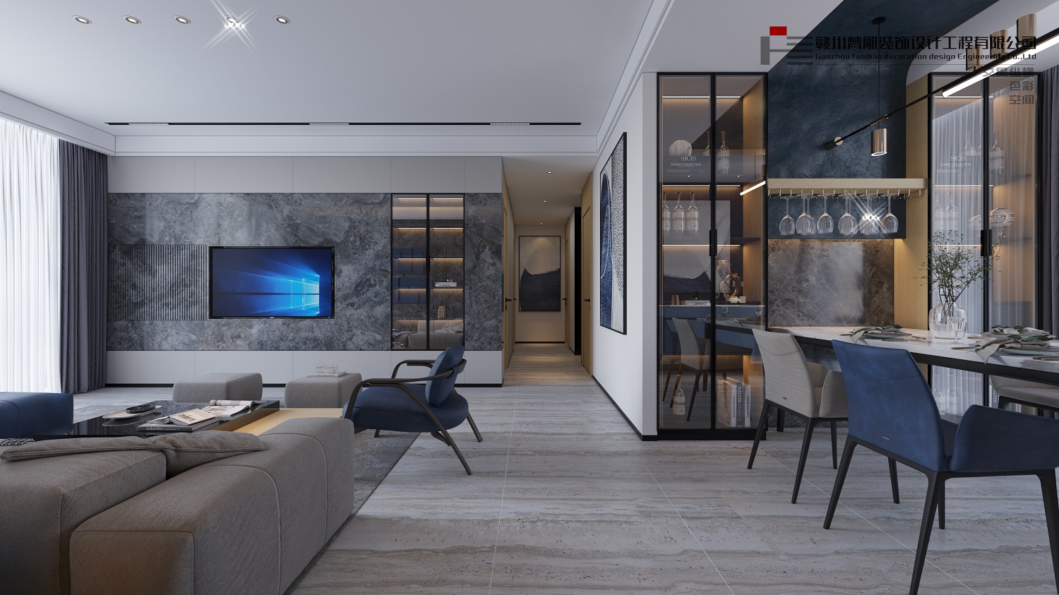 Modern style blue mood，