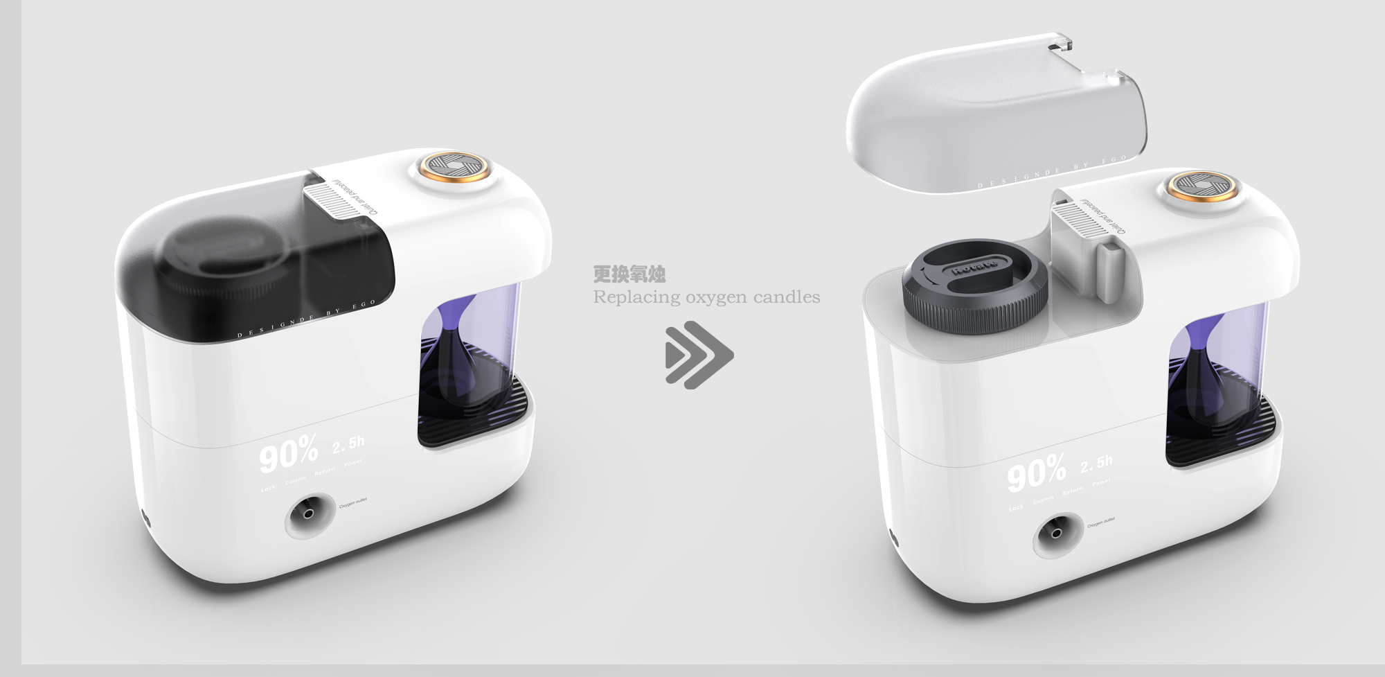 Design of oxygen generator，a frame of creation，Original design，Appearance design，Structural design，Product function innovation，Design of oxygen candle oxygen generator，Shenzhen design company，