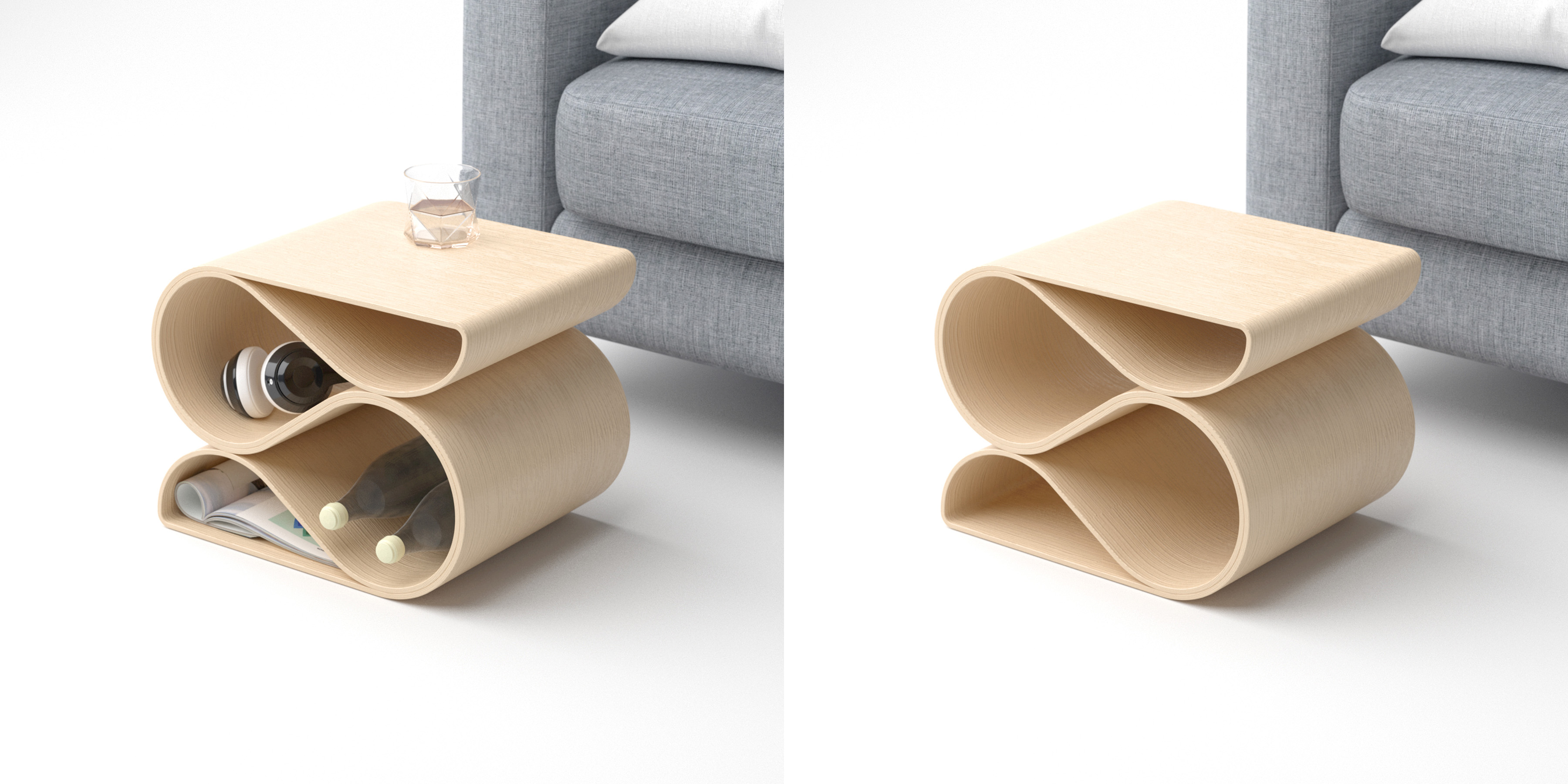 Side table，Curve design，sustainable，3D printing，