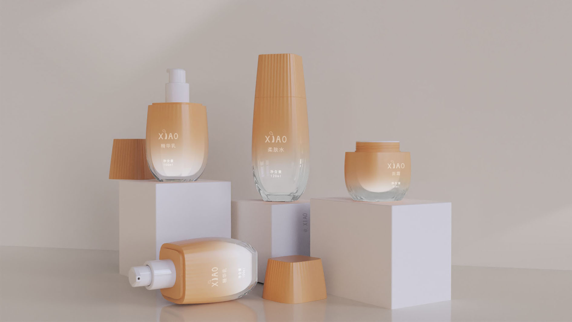 Skin care, essence milk, skin lotion, cream，Gradient, texture，