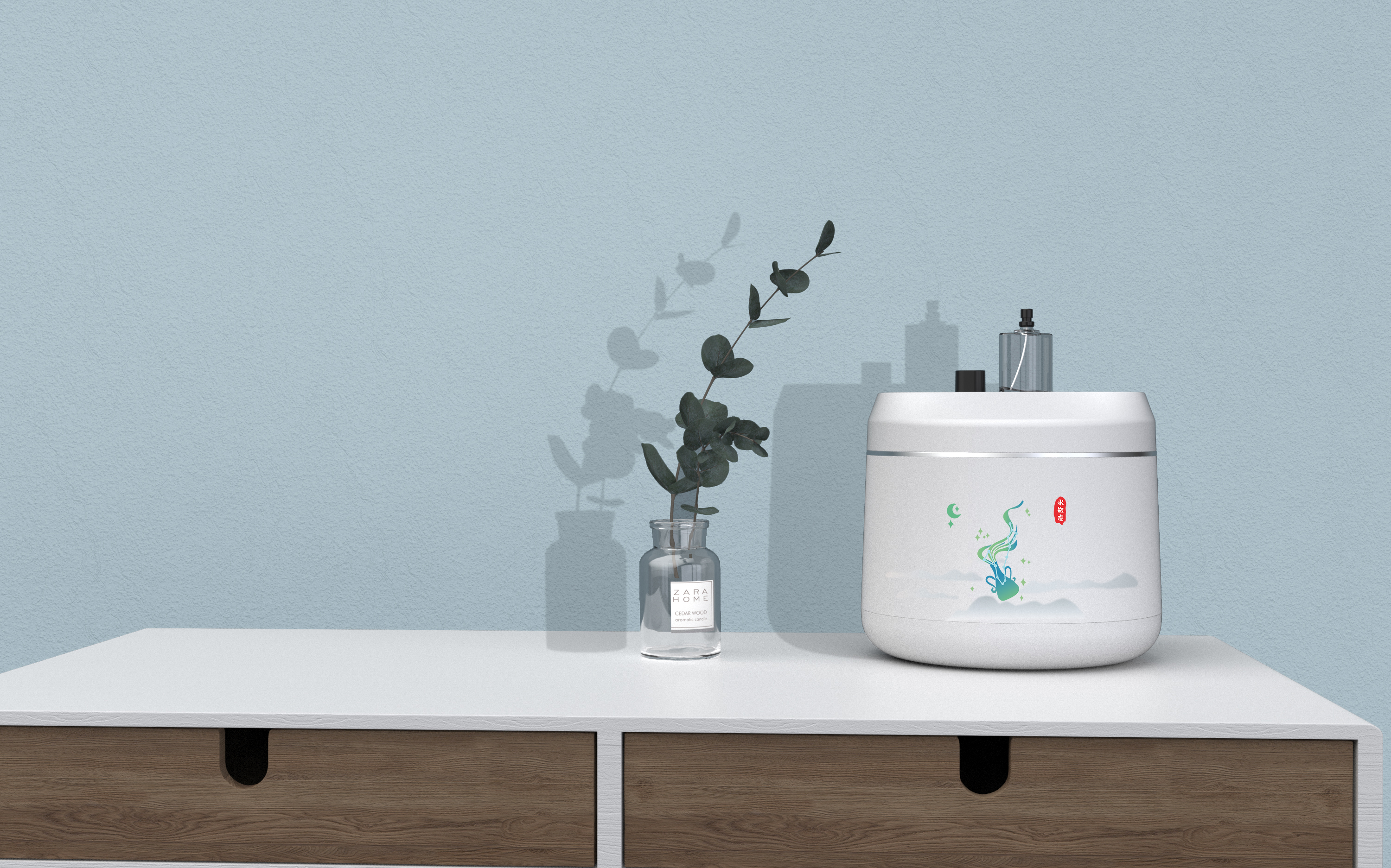 Mini washing machine，geometric circle，Minimalist，Simplicity，white，