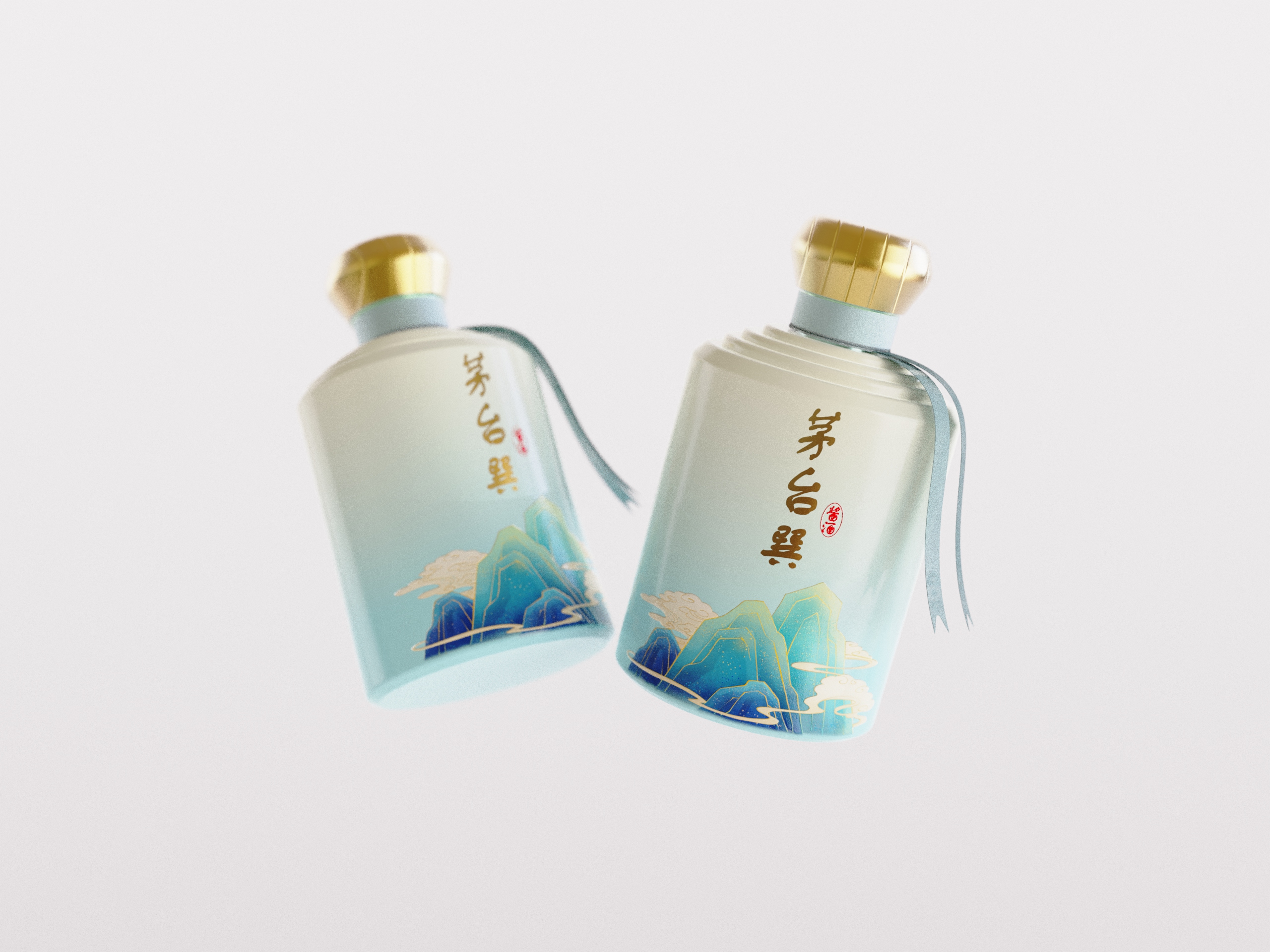 Wine bottle design，packing design，3D modeling，