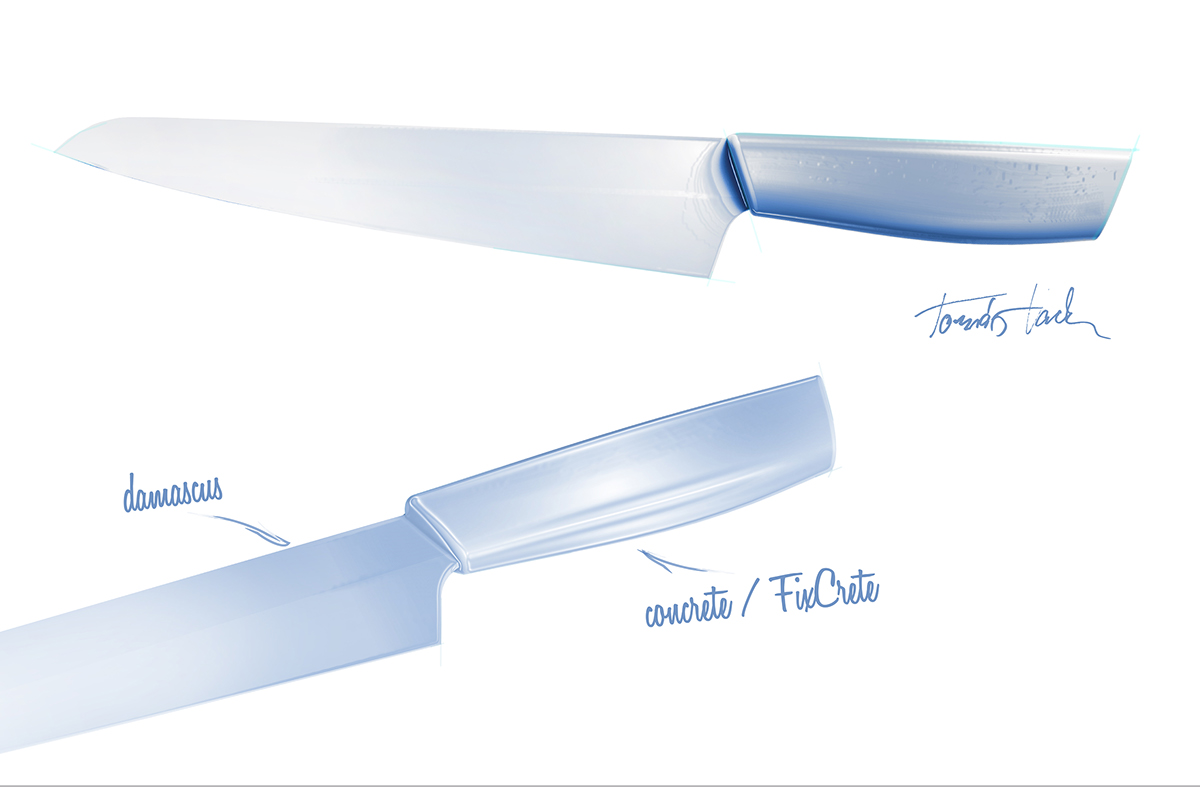 Damascus，kitchen knife，Kitchenware，product design，