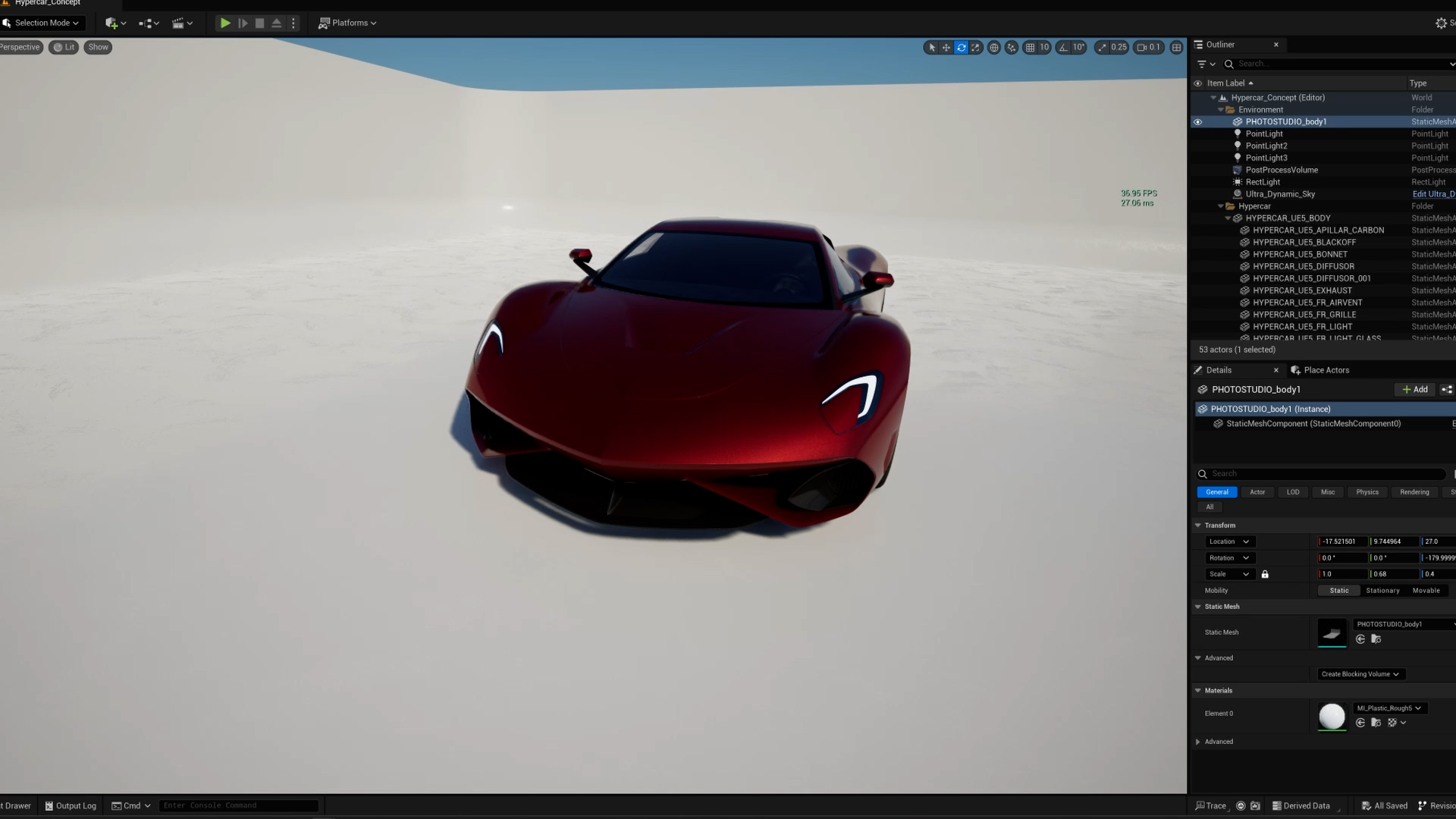 Super car，UE5 Lumen，conceptual design，