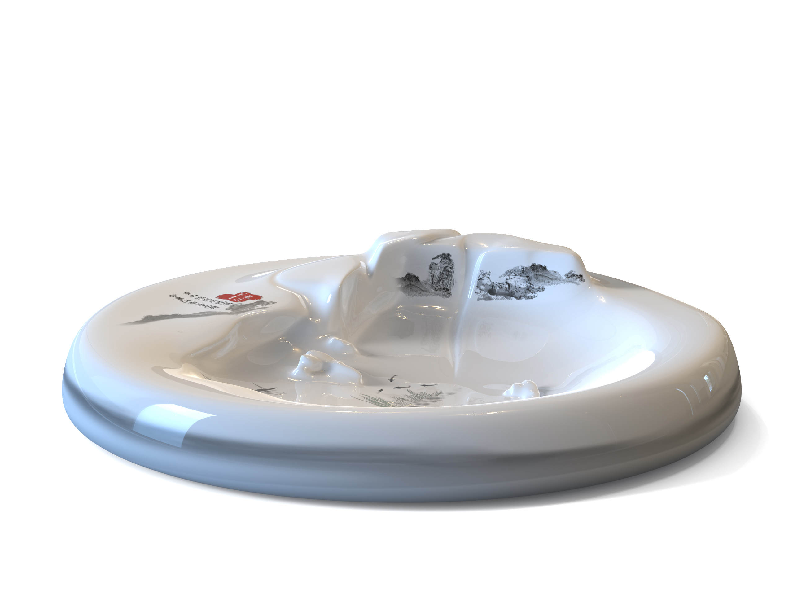 Inkstone，Ink and wash，Idiom Wen Chuang，Stationery，ceramics，artistic conception，Chinese style，Landscape painting，