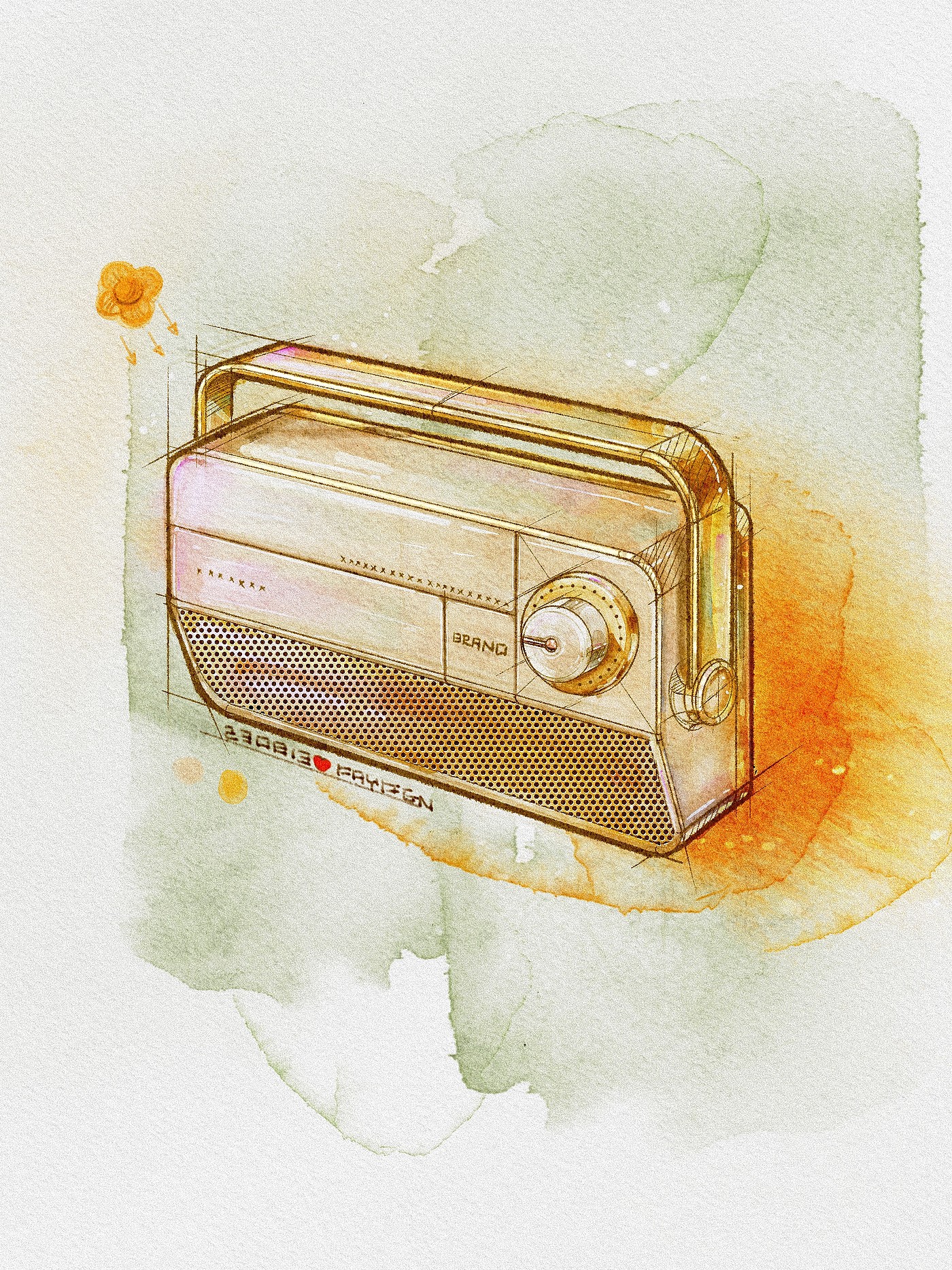 Hand drawn industrial design，Watercolor，record，Procreate，Ubee ，