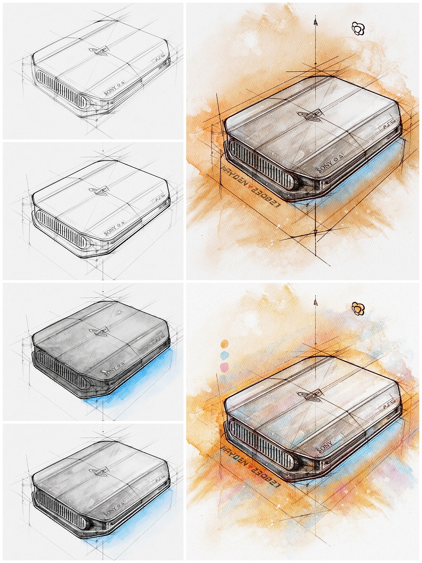 Hand drawn industrial design，Watercolor，record，Procreate，Ubee ，