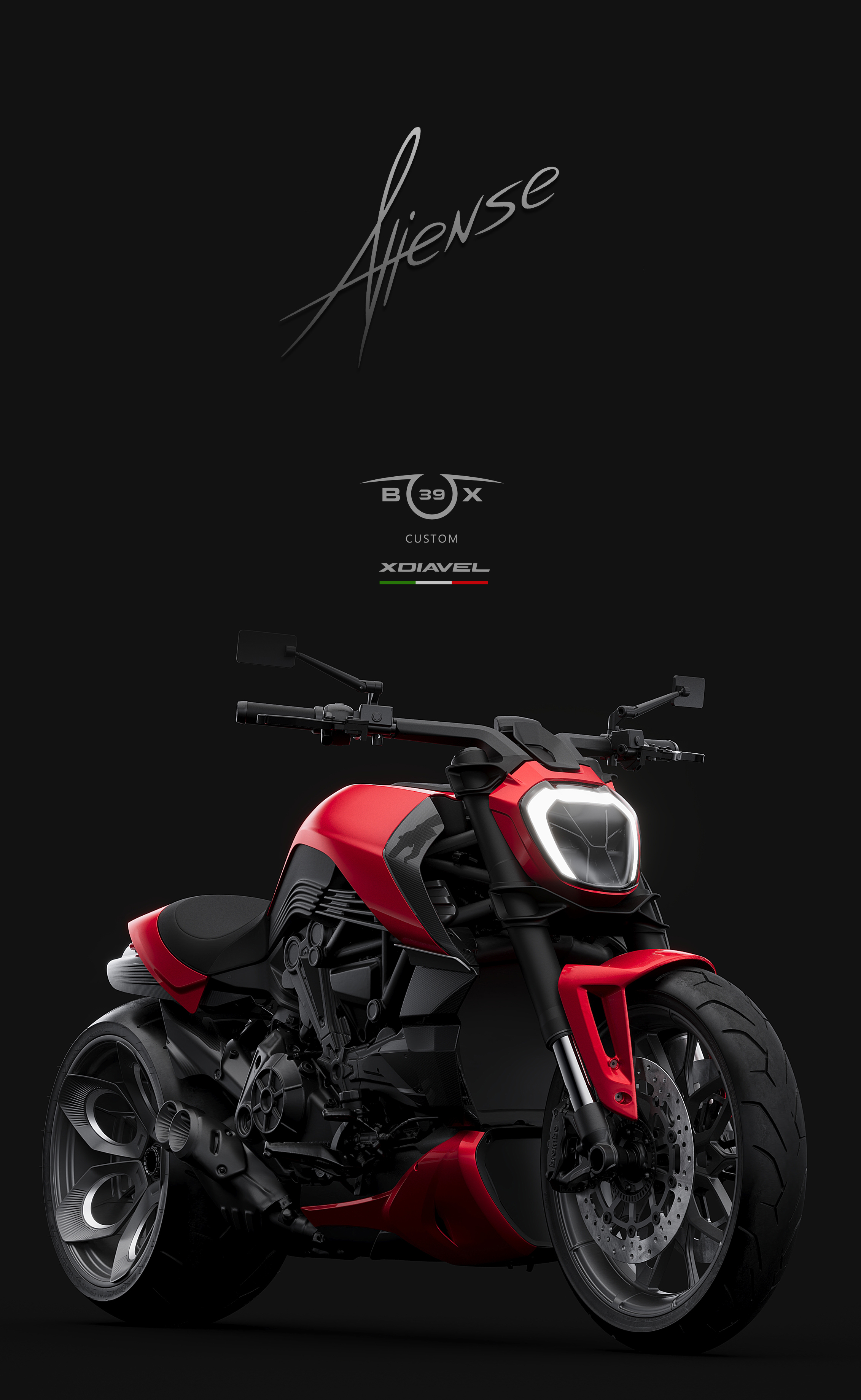 Aliense，motorcycle，black，gules，