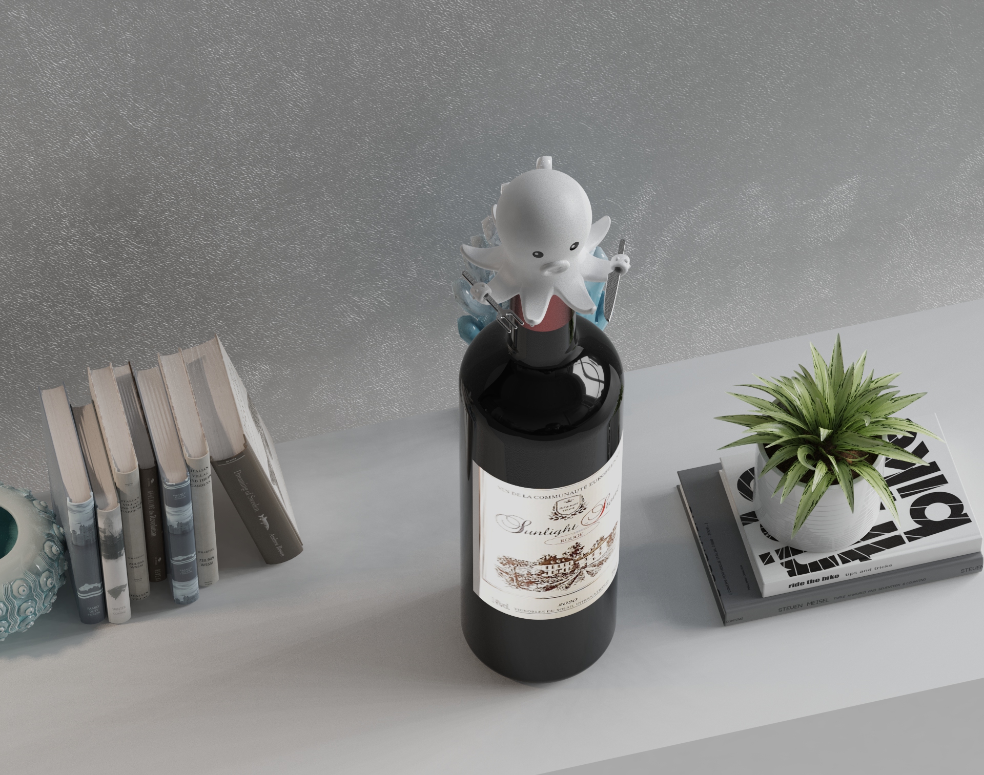 Red wine stopper，Wine stopper，Bionics Design ，octopus，