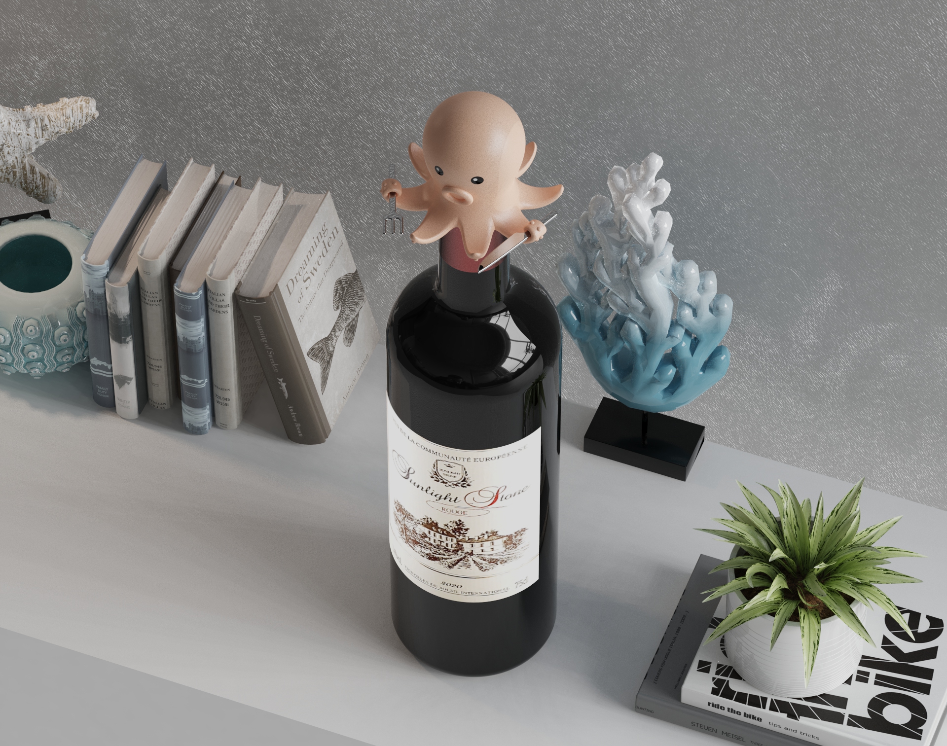 Red wine stopper，Wine stopper，Bionics Design ，octopus，