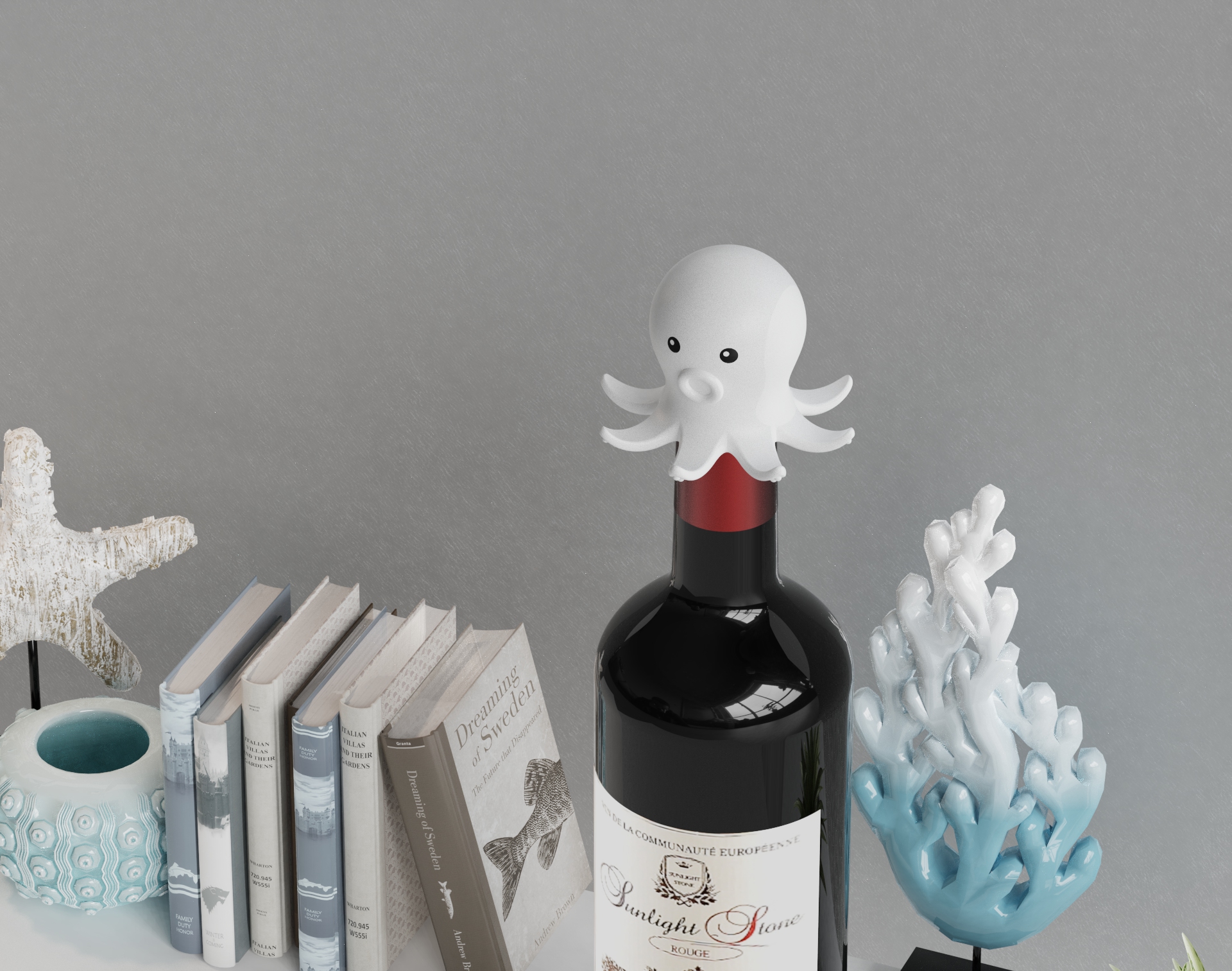 Red wine stopper，Wine stopper，Bionics Design ，octopus，
