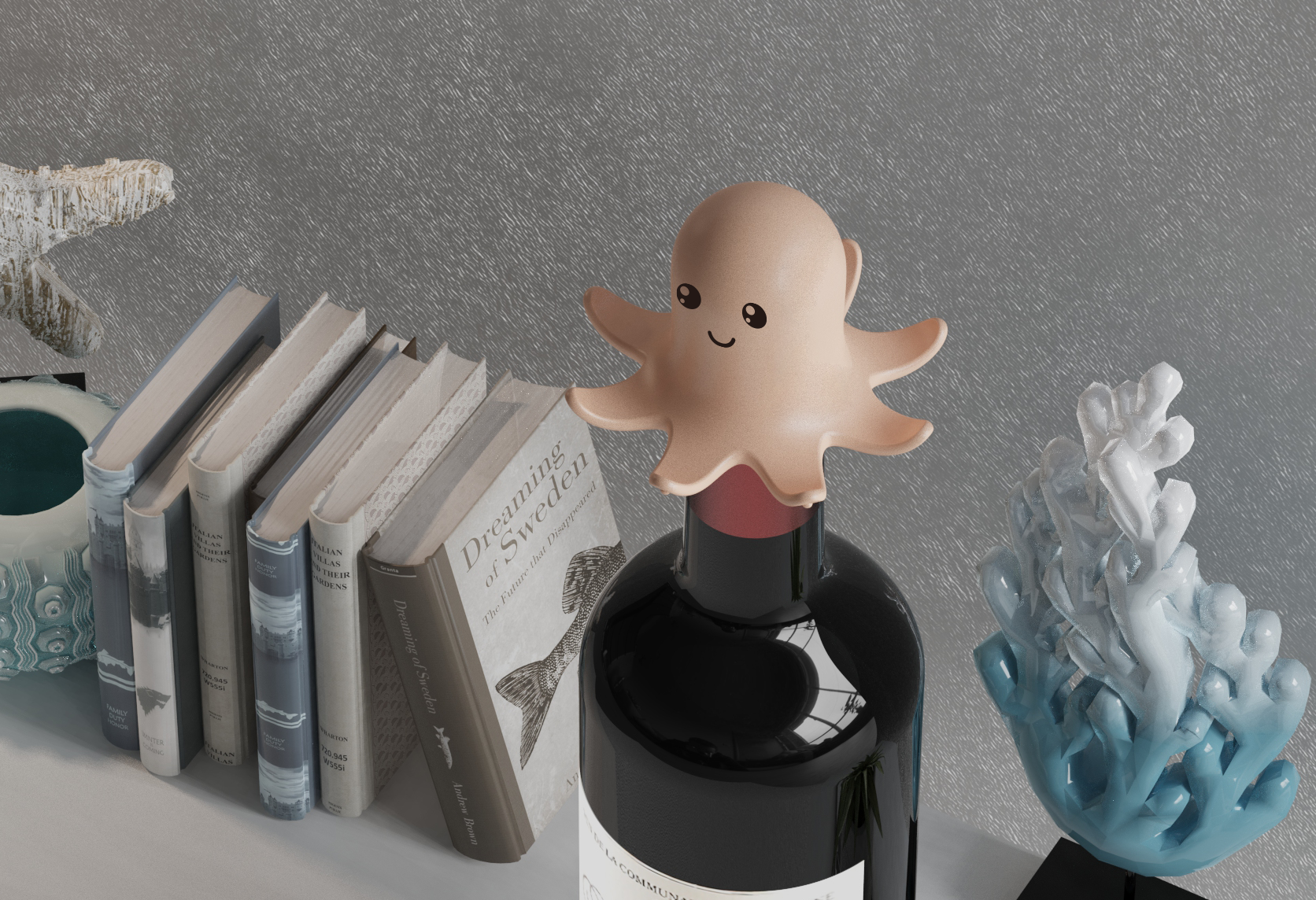 Red wine stopper，Wine stopper，Bionics Design ，octopus，