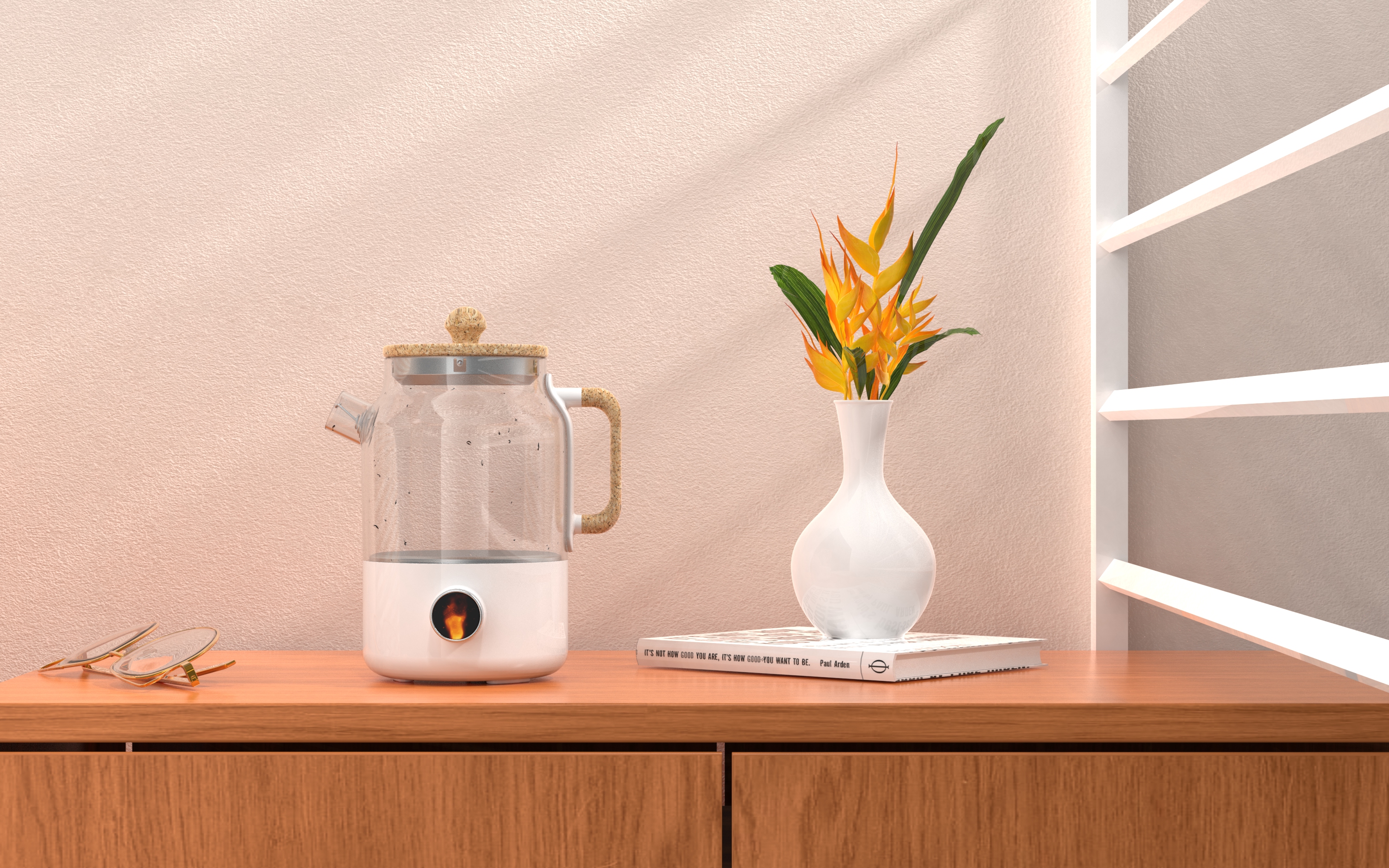 Appearance design，Simulation flame，Health pot，healthy，health preservation，