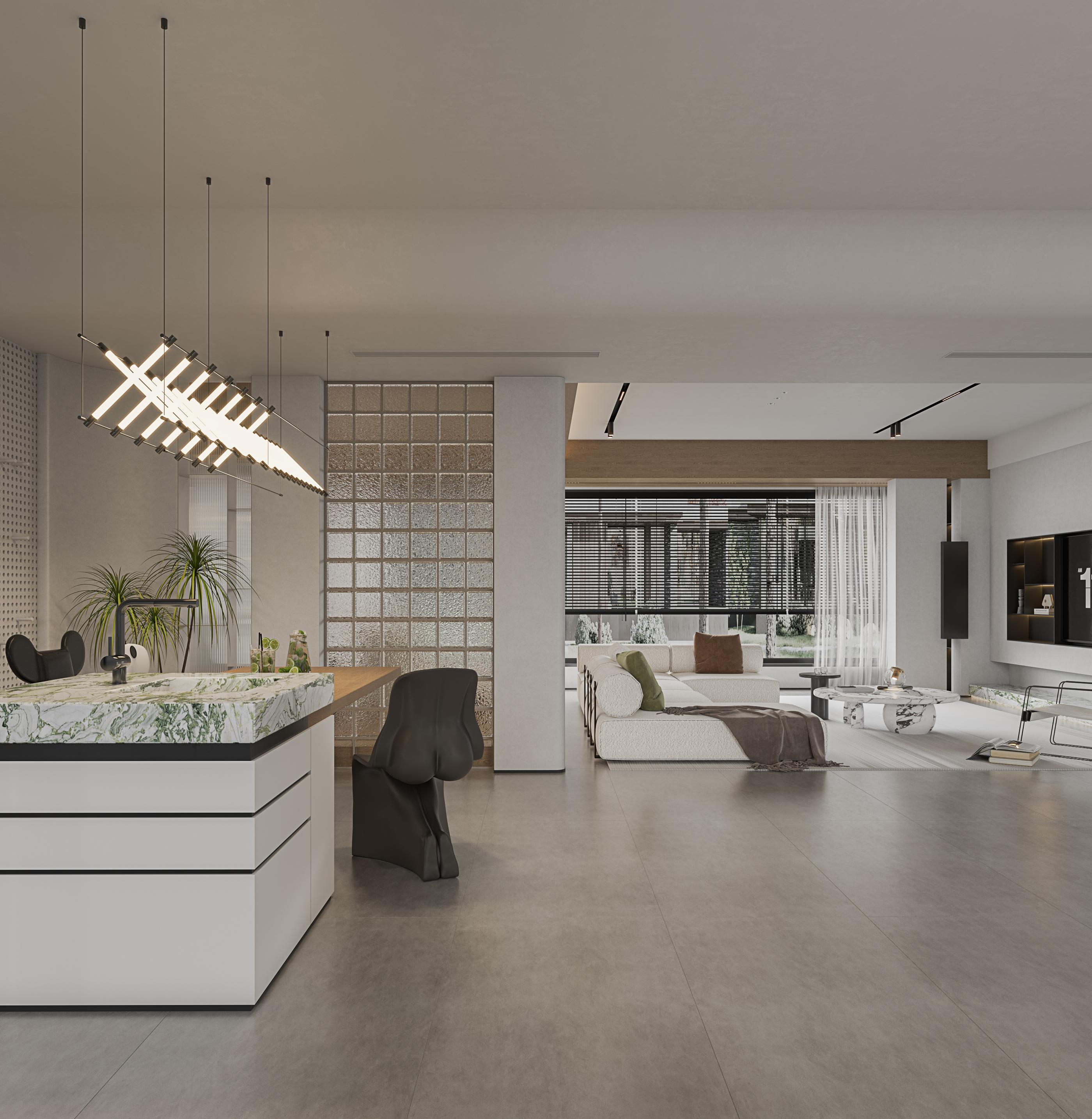 Modern large flat floor to a set，