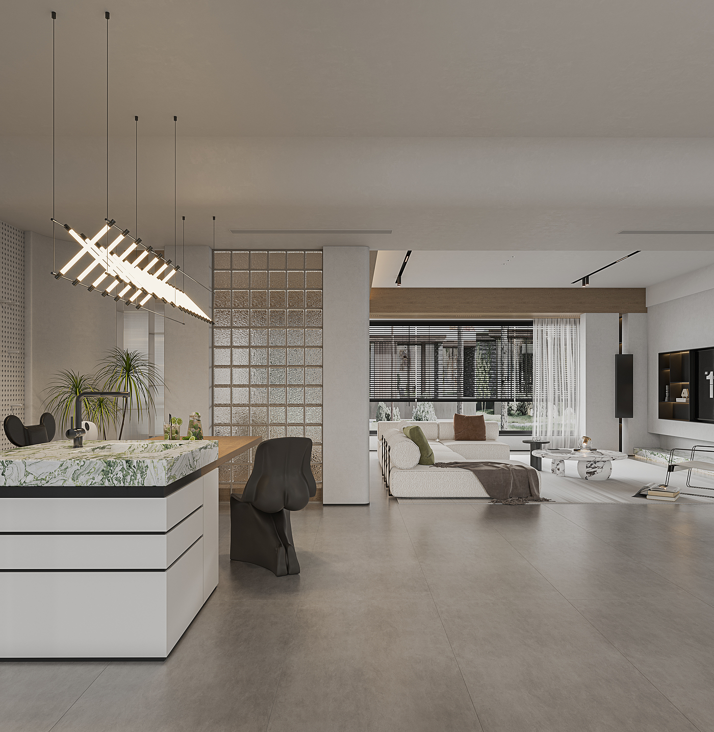 Modern large flat floor to a set，