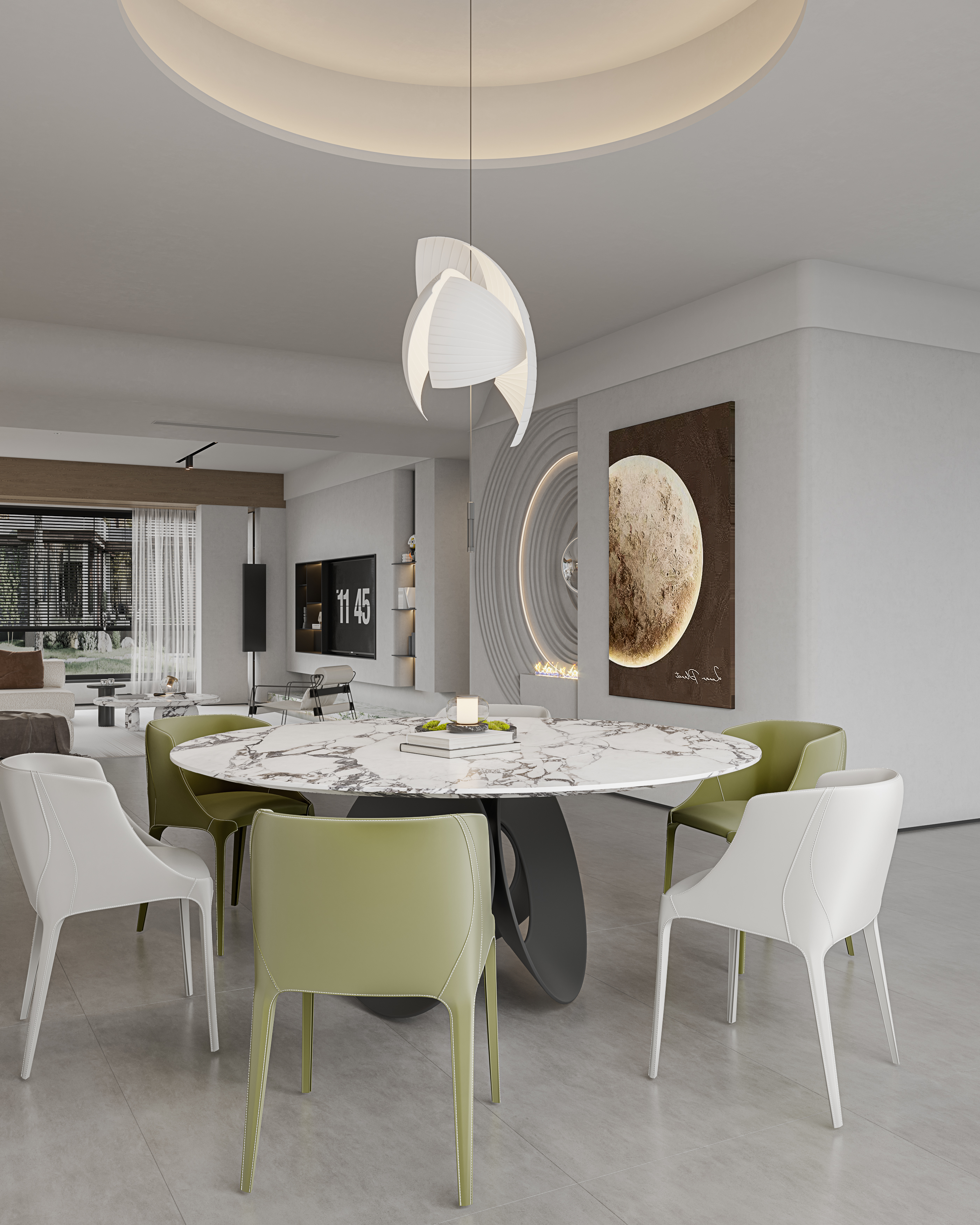 Modern large flat floor to a set，