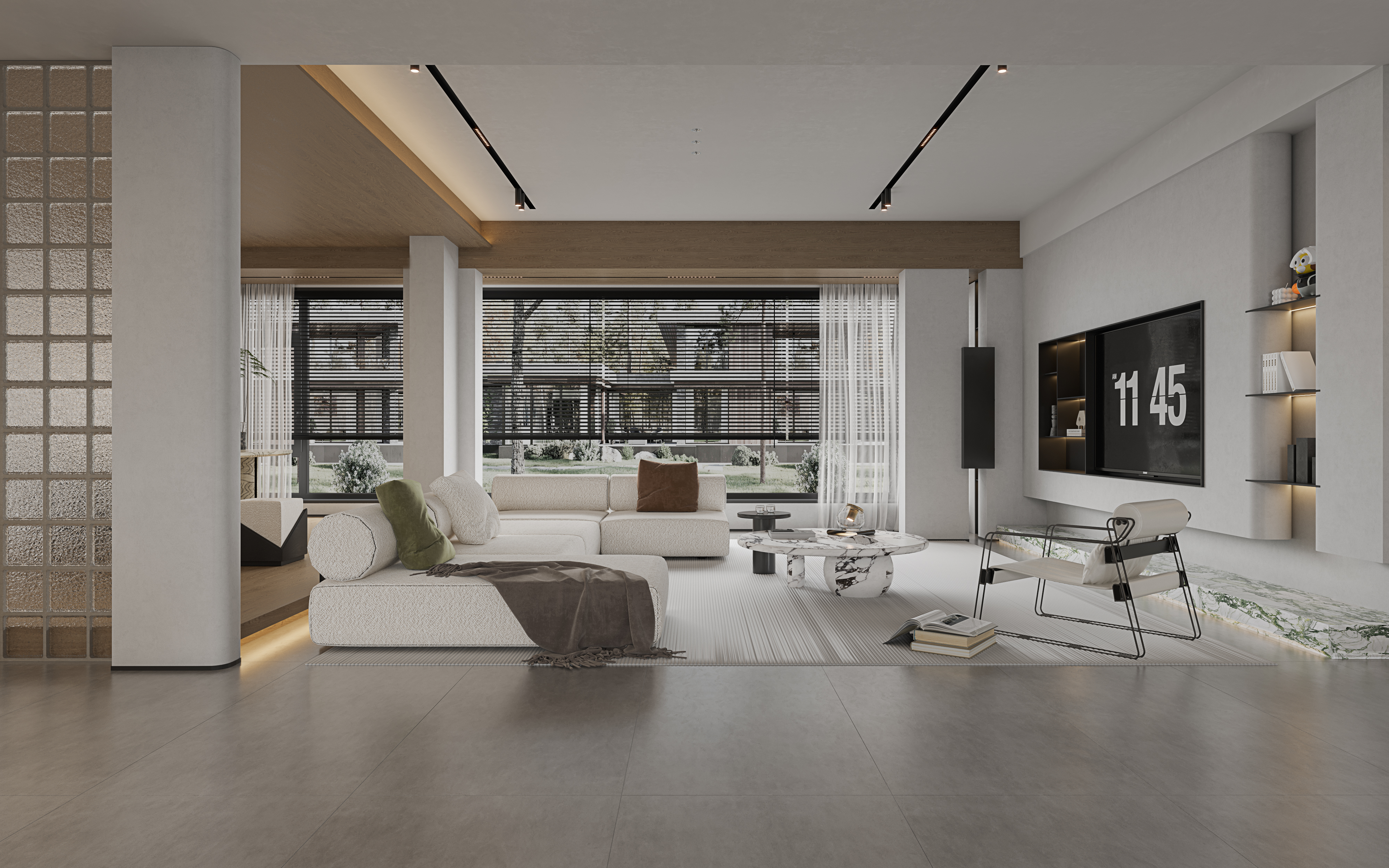 Modern large flat floor to a set，