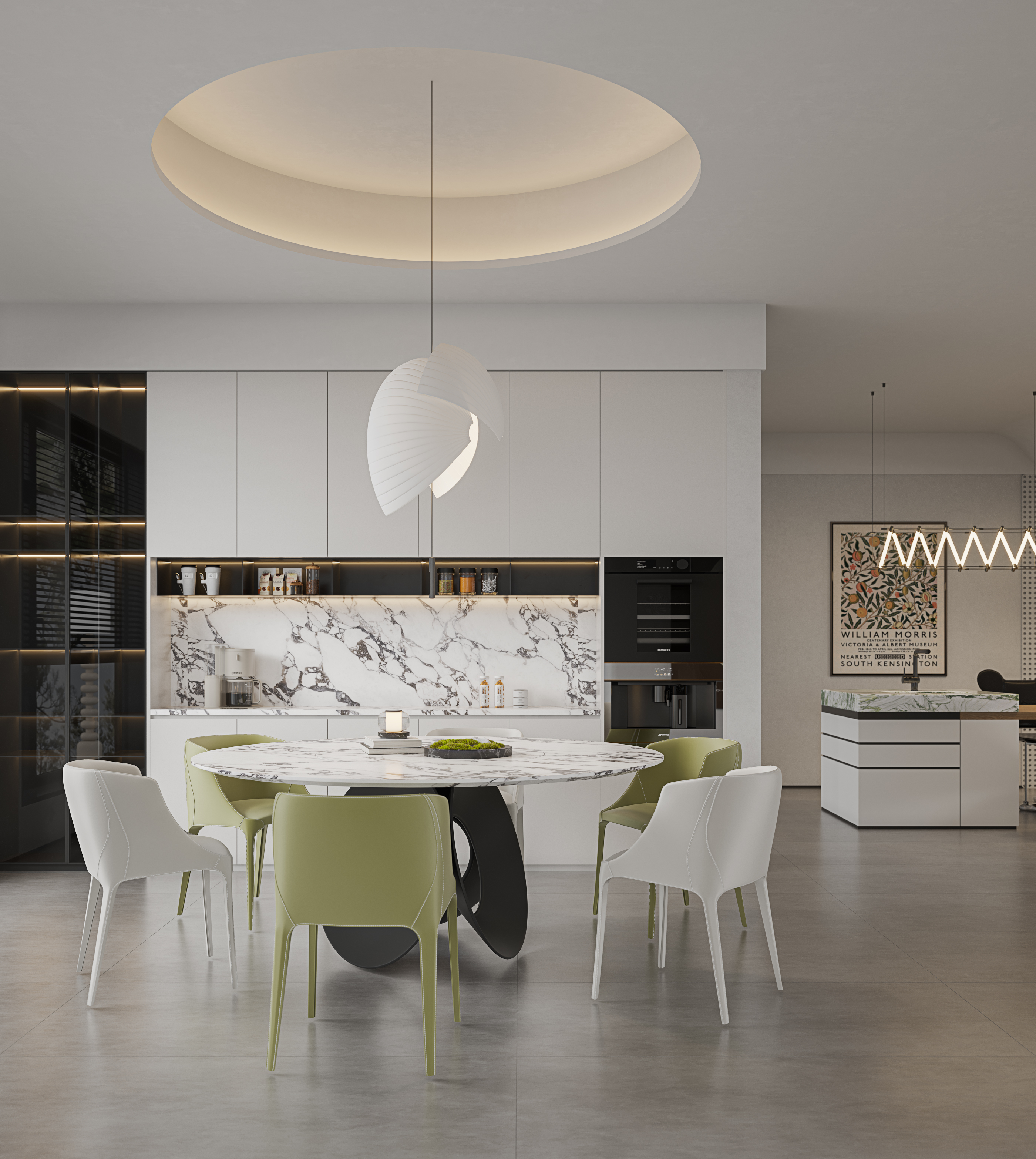 Modern large flat floor to a set，