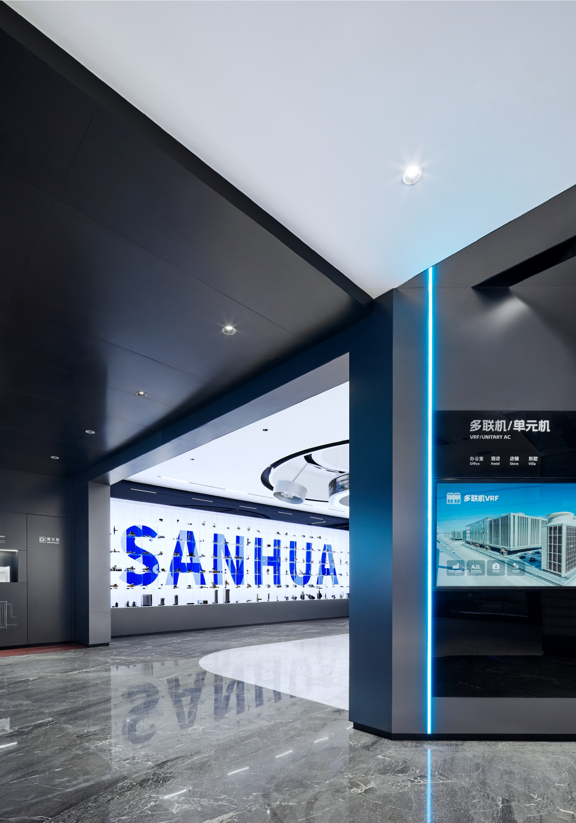 Red design，space design ，Sanhua Group，Exhibition hall design，Three Flowers Exhibition Hall，