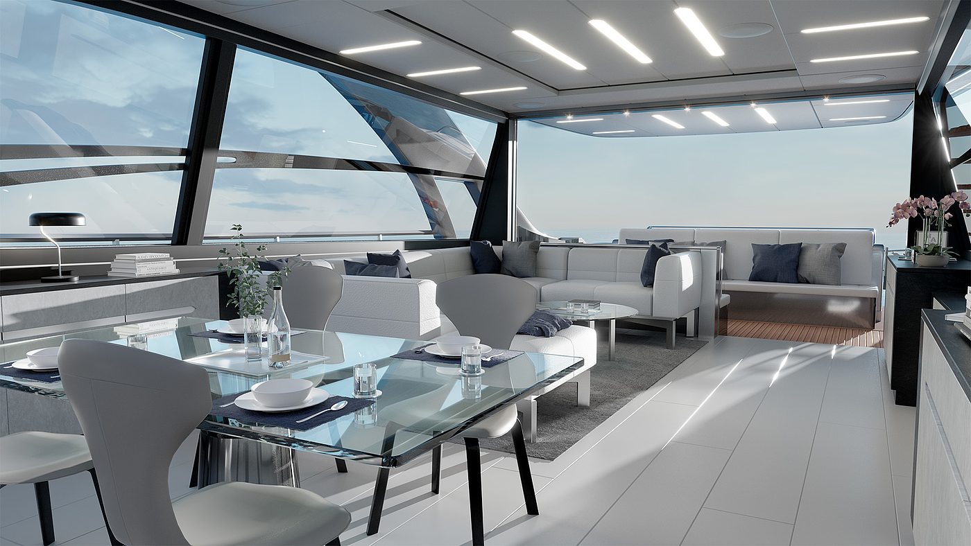 yacht，Interior decoration ，visualization，