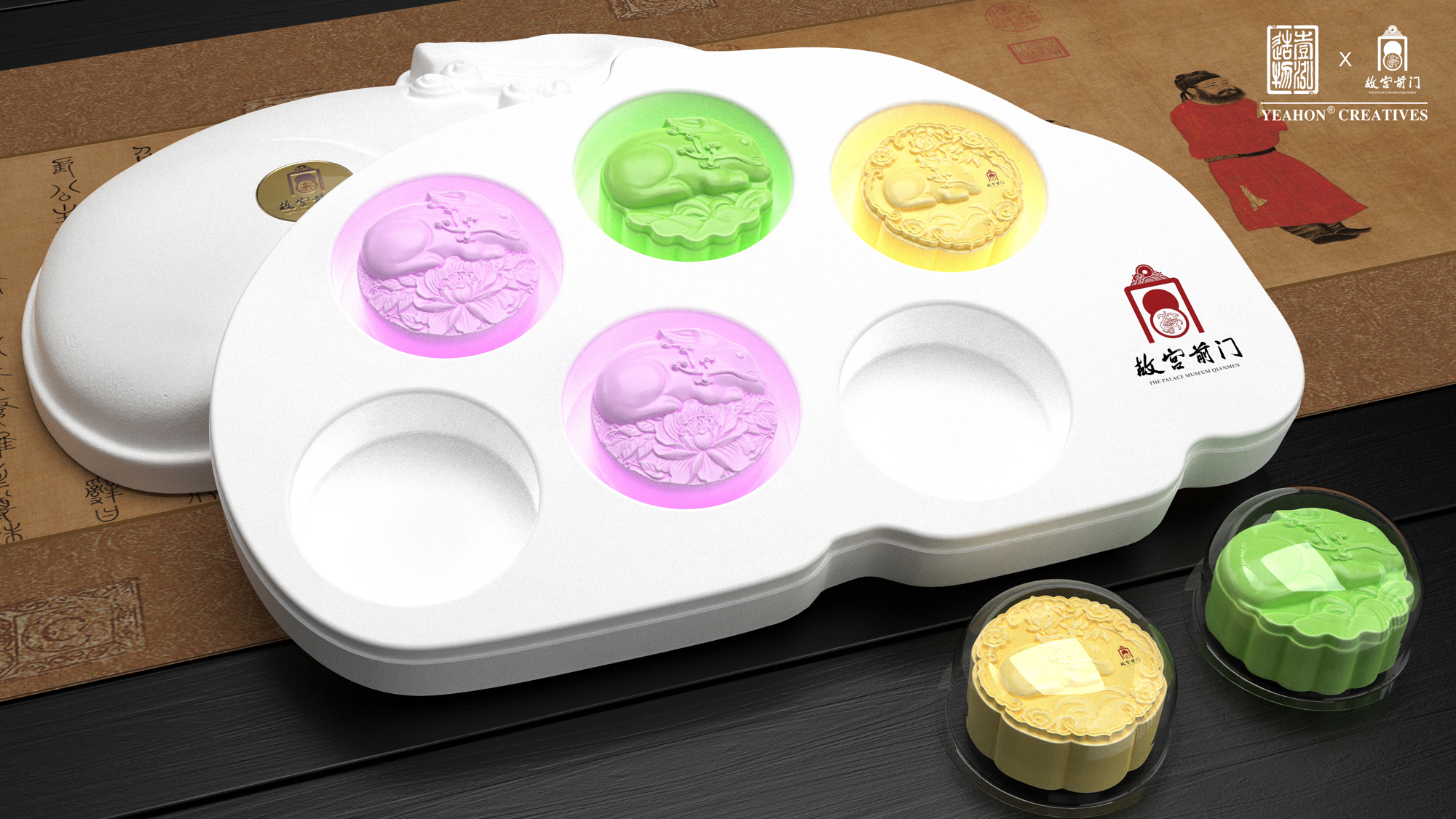 moon cake design，Moon cake box design，Paper plastic box design，