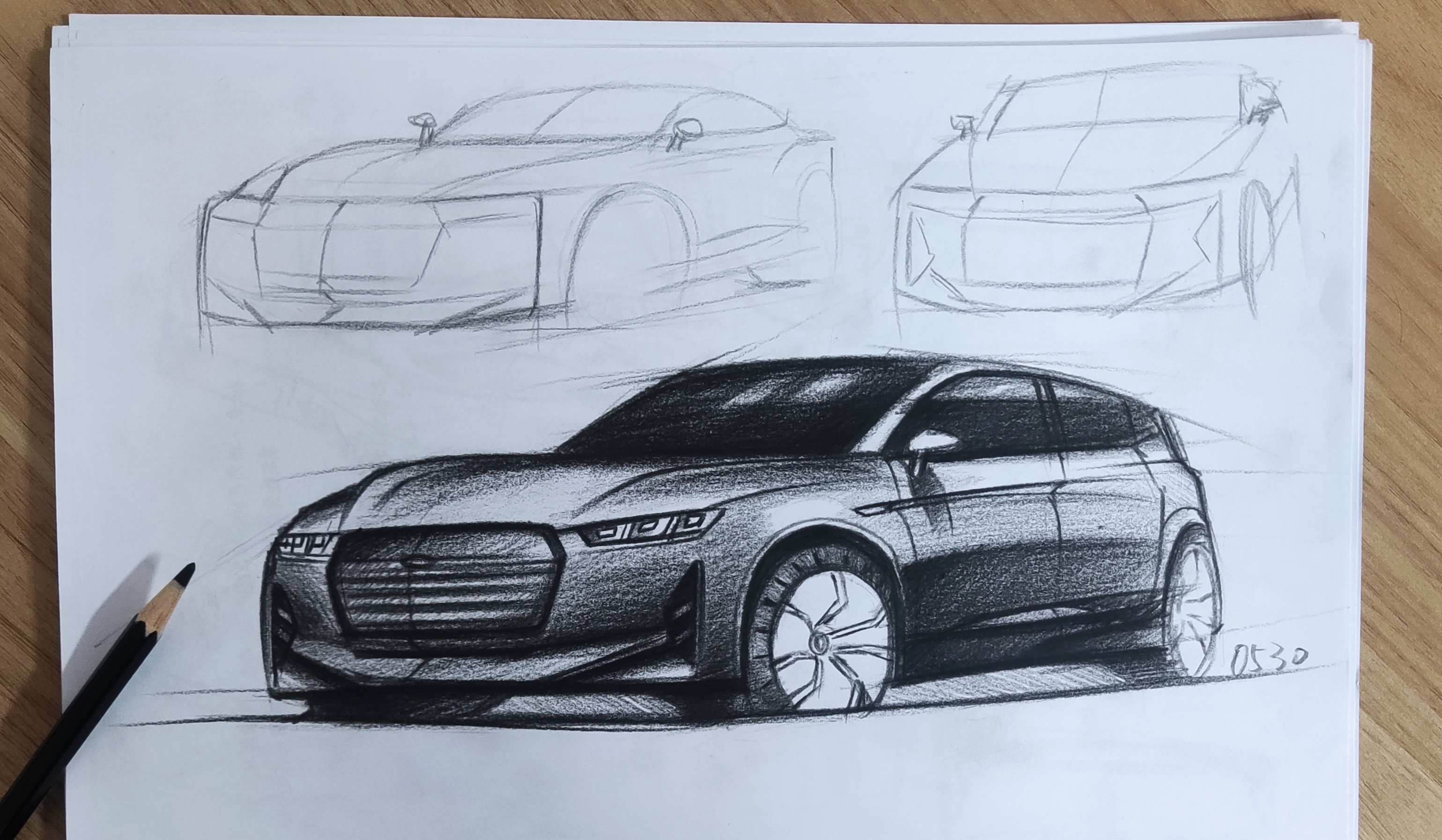 automobile，Hand drawn，sketch，Render，