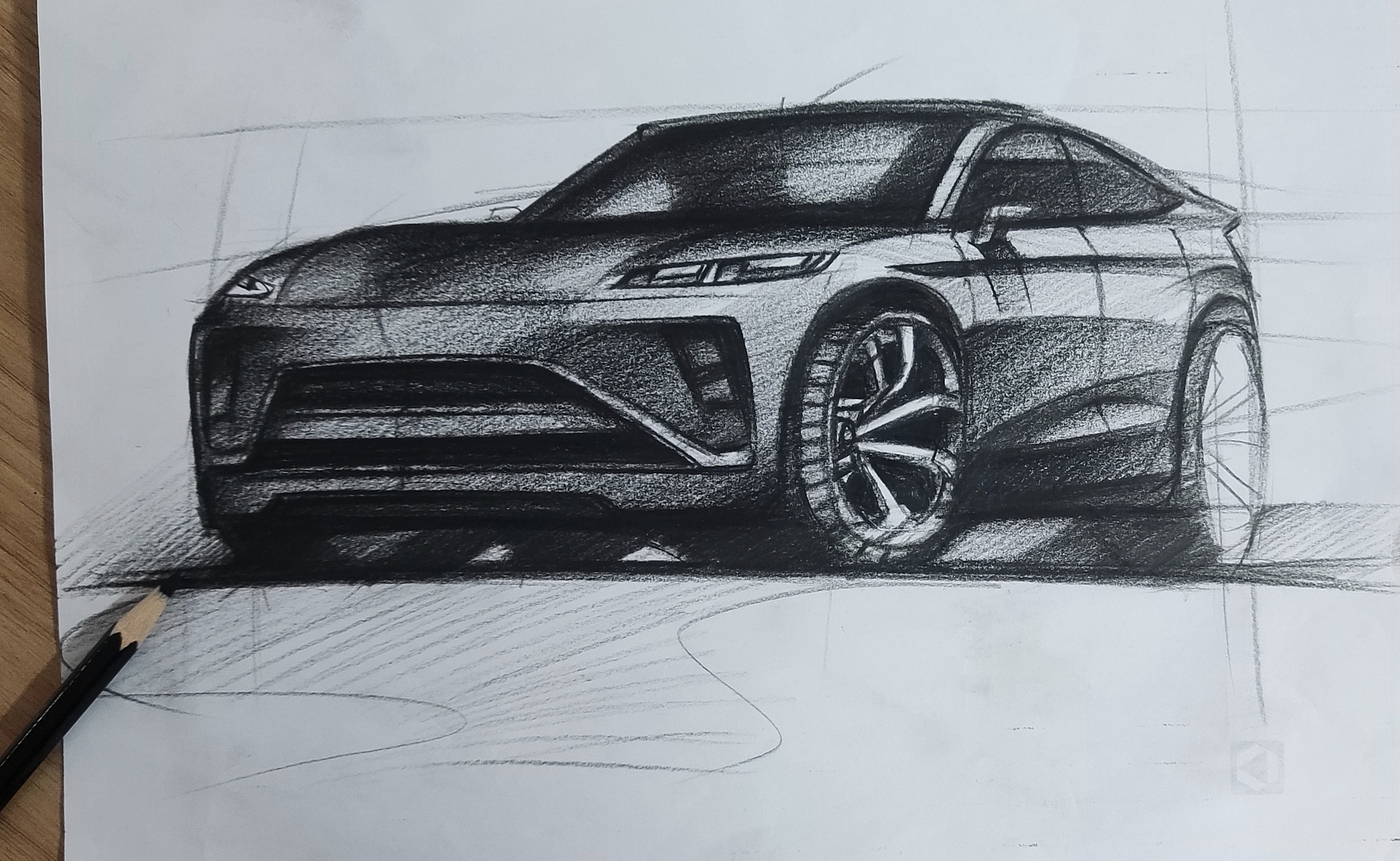 automobile，Hand drawn，sketch，Render，