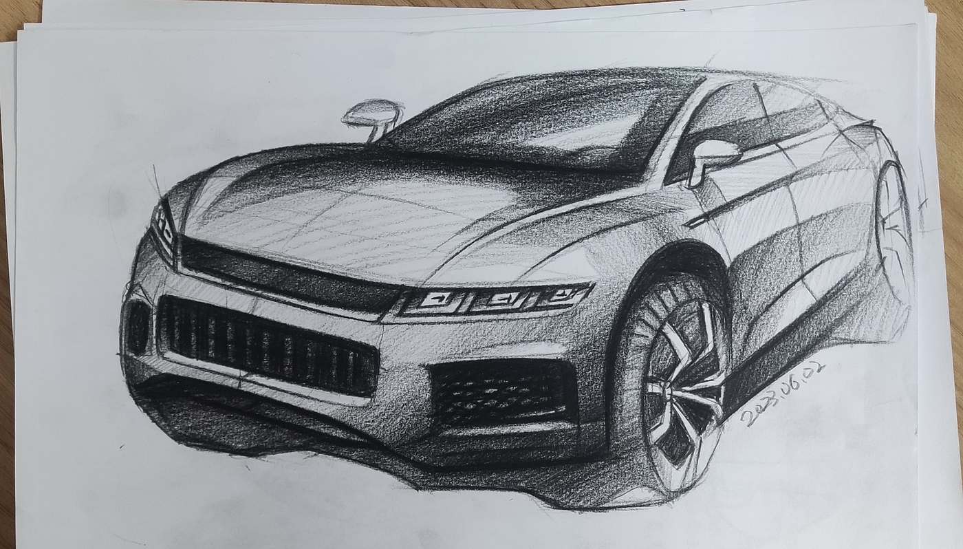 automobile，Hand drawn，sketch，Render，