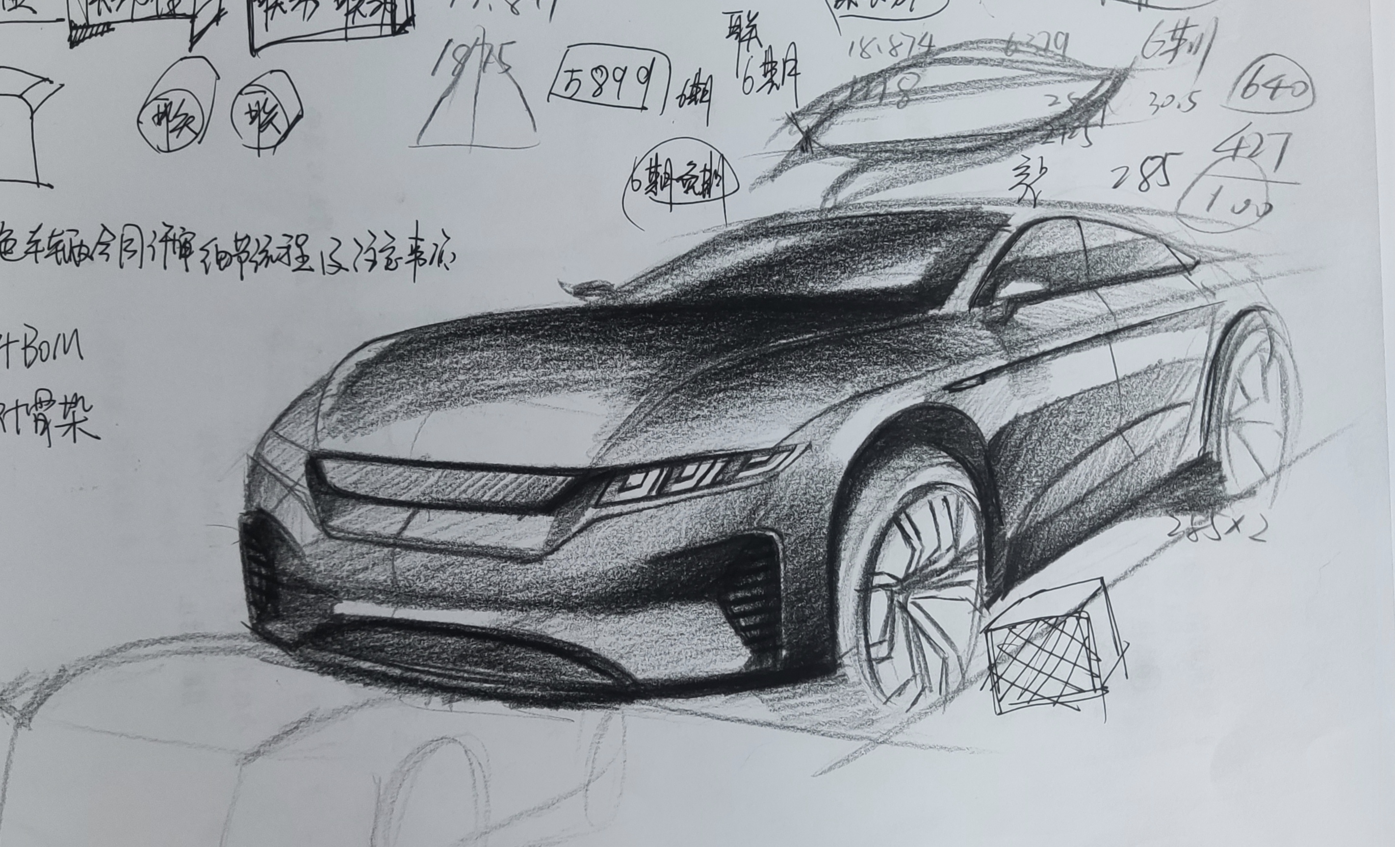 automobile，Hand drawn，sketch，Render，