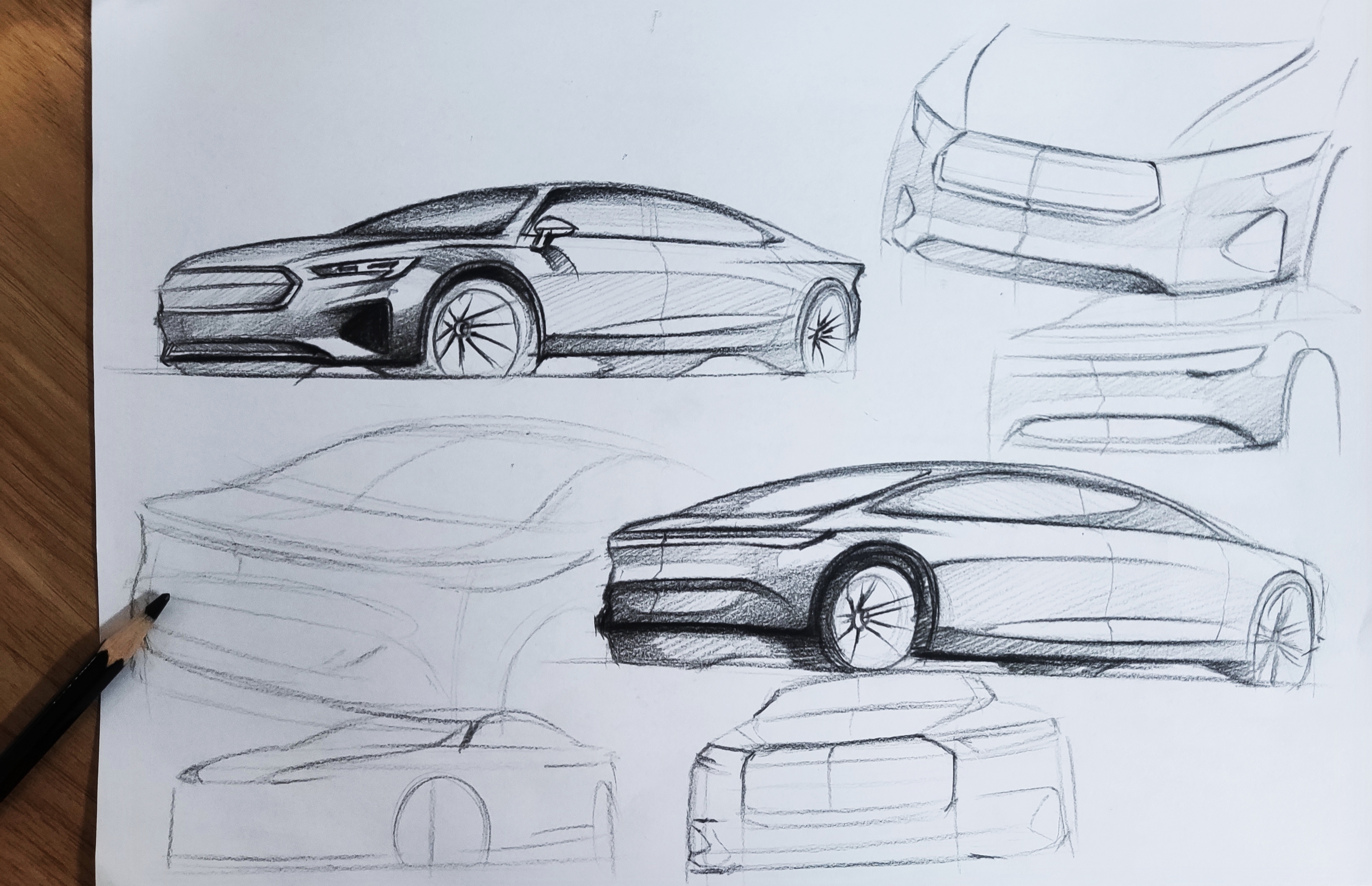 automobile，Hand drawn，sketch，Render，