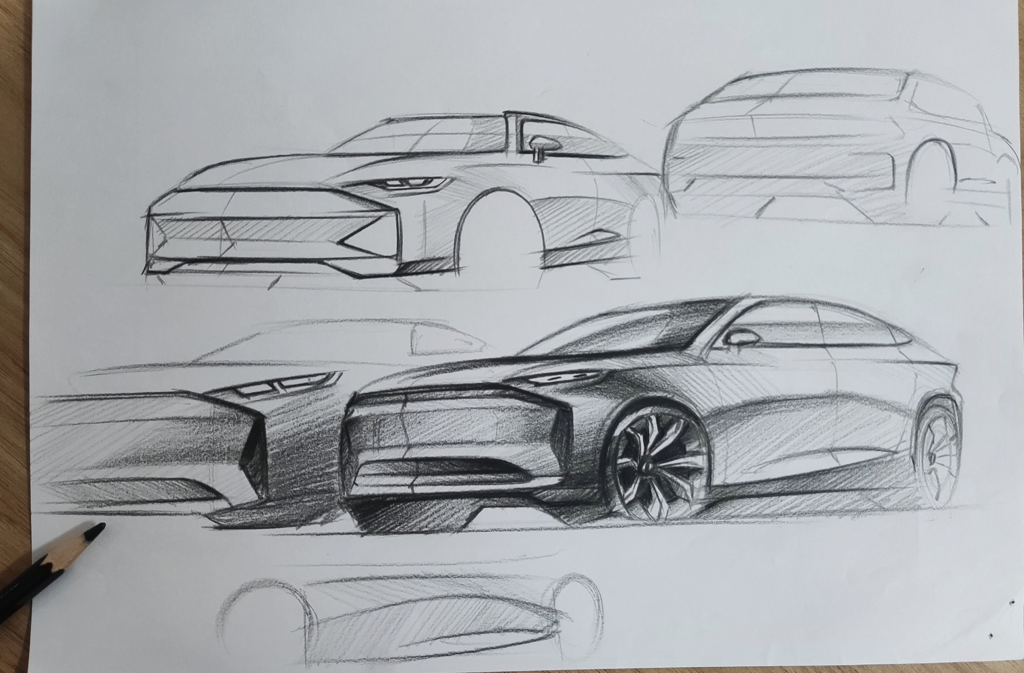 automobile，Hand drawn，sketch，Render，