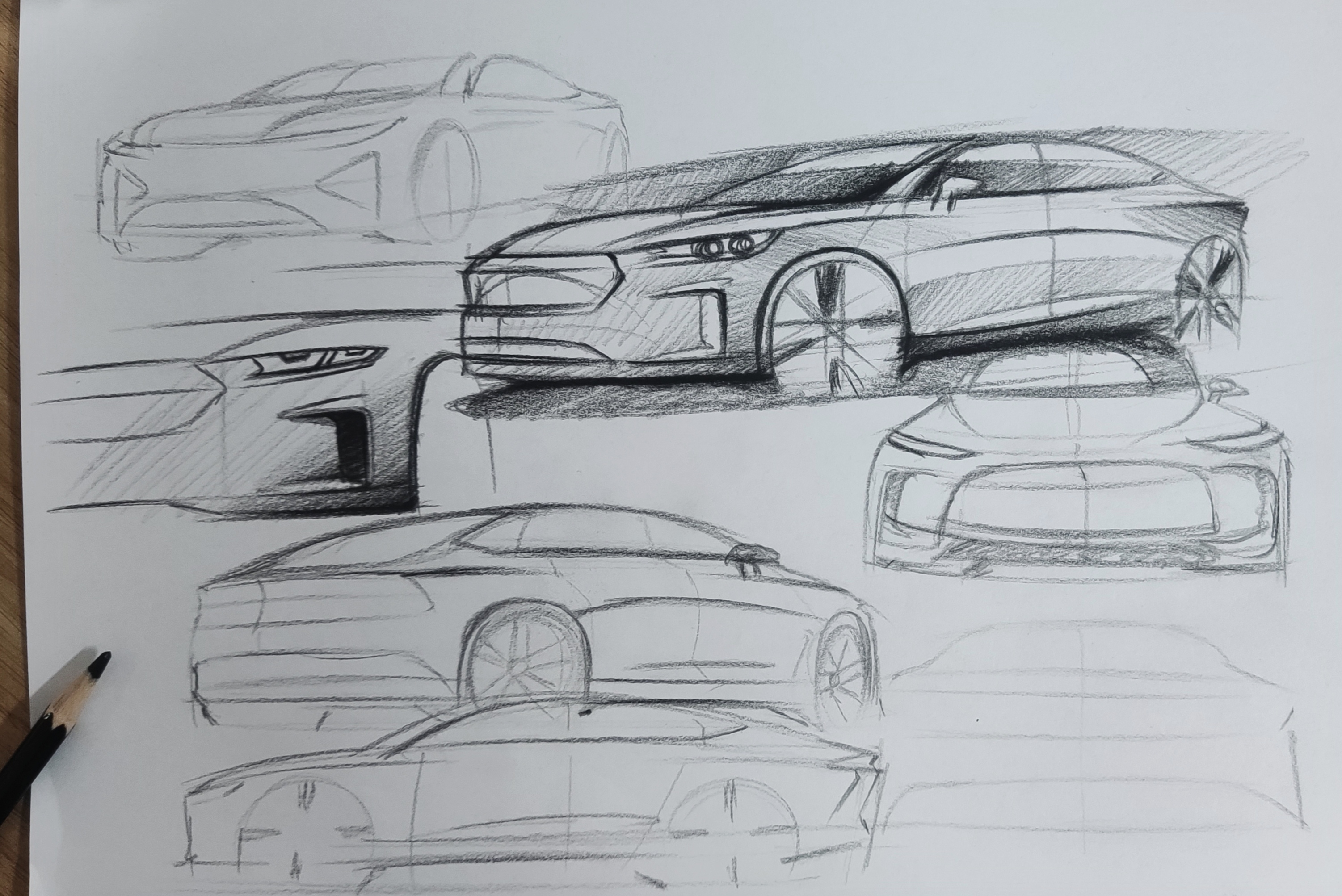 automobile，Hand drawn，sketch，Render，