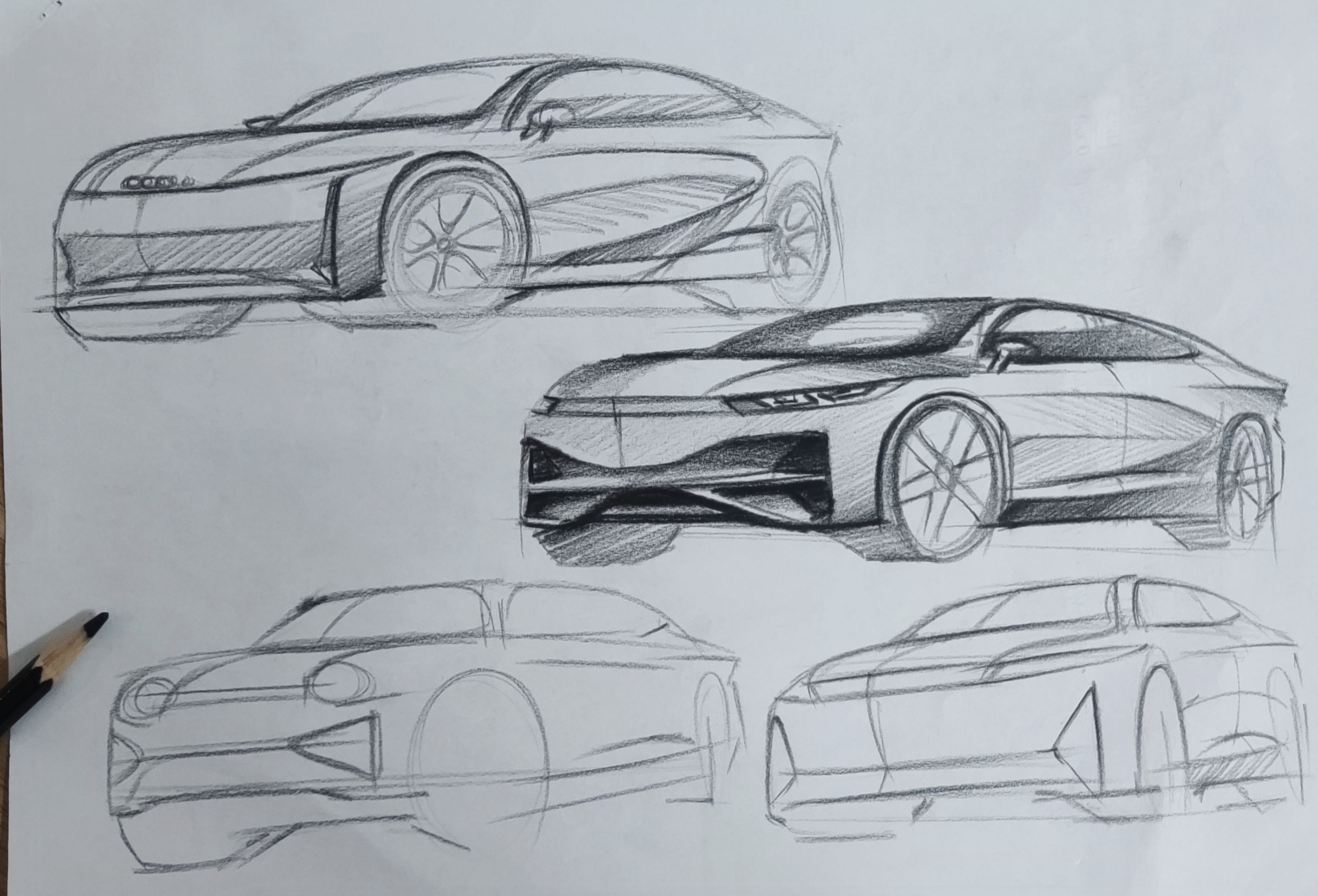 automobile，Hand drawn，sketch，Render，
