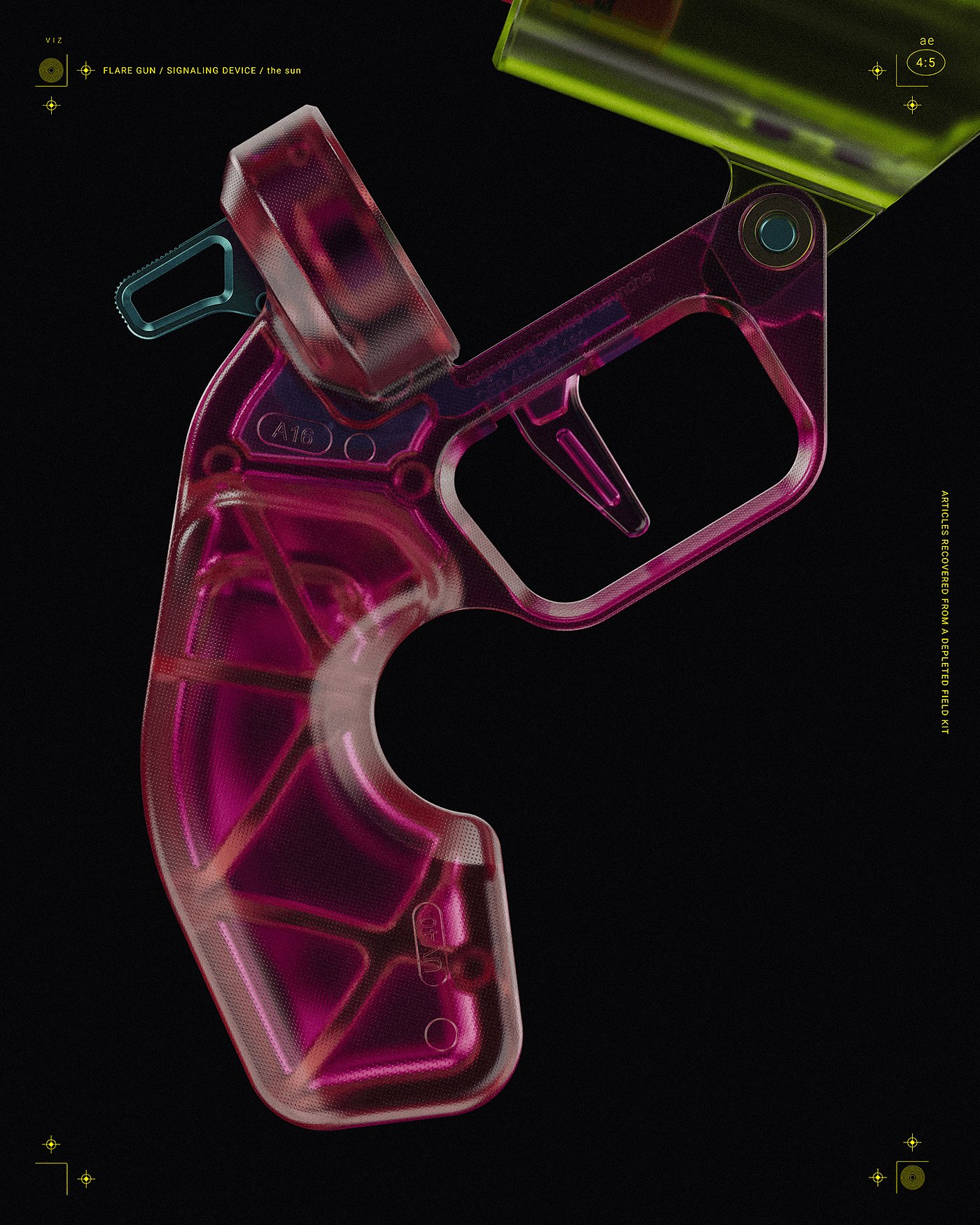 signal gun，signal flare，Pistol，Photography，visualization，3d，industrial design，