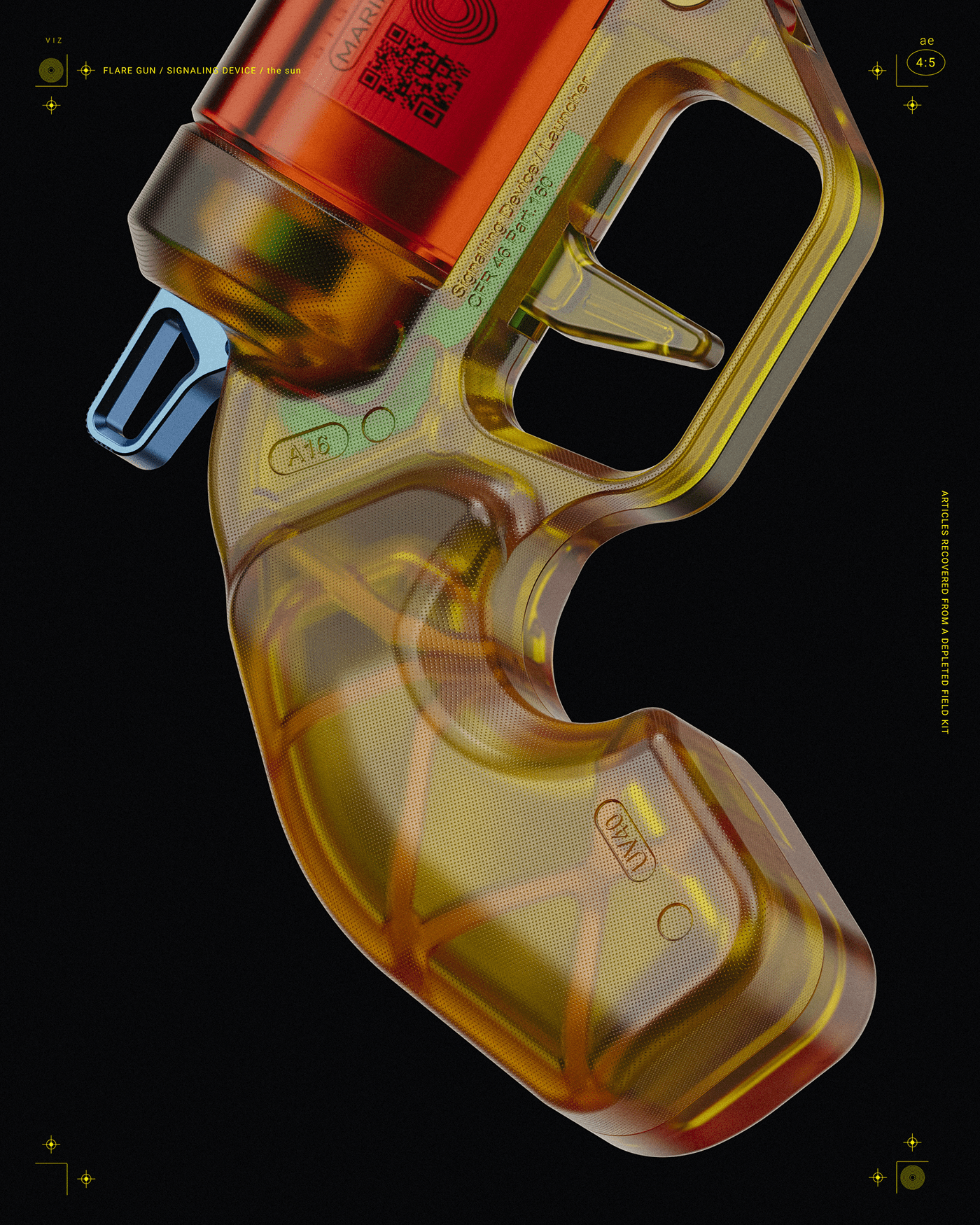 signal gun，signal flare，Pistol，Photography，visualization，3d，industrial design，