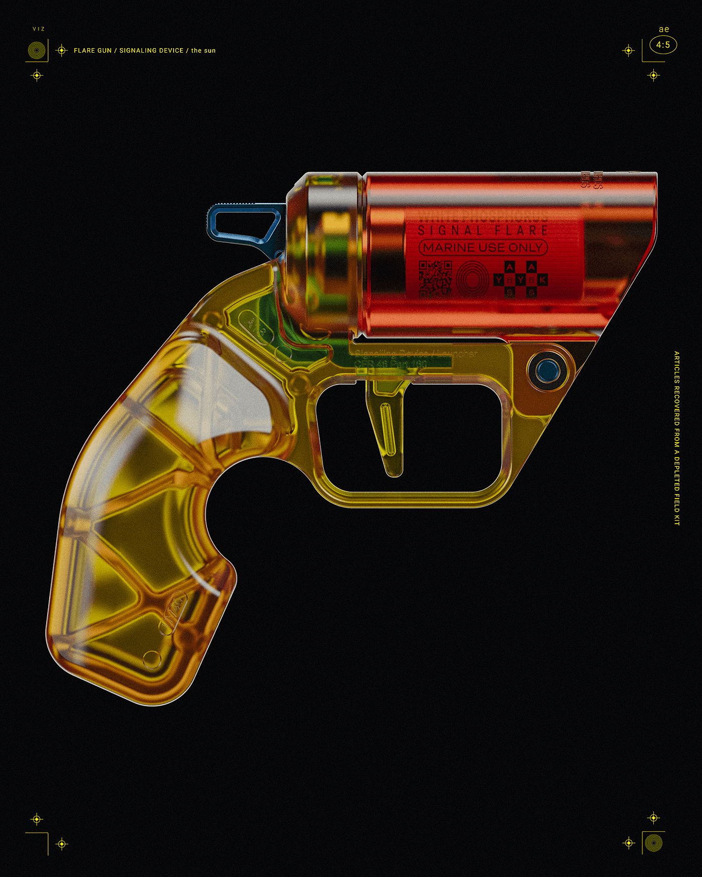signal gun，signal flare，Pistol，Photography，visualization，3d，industrial design，