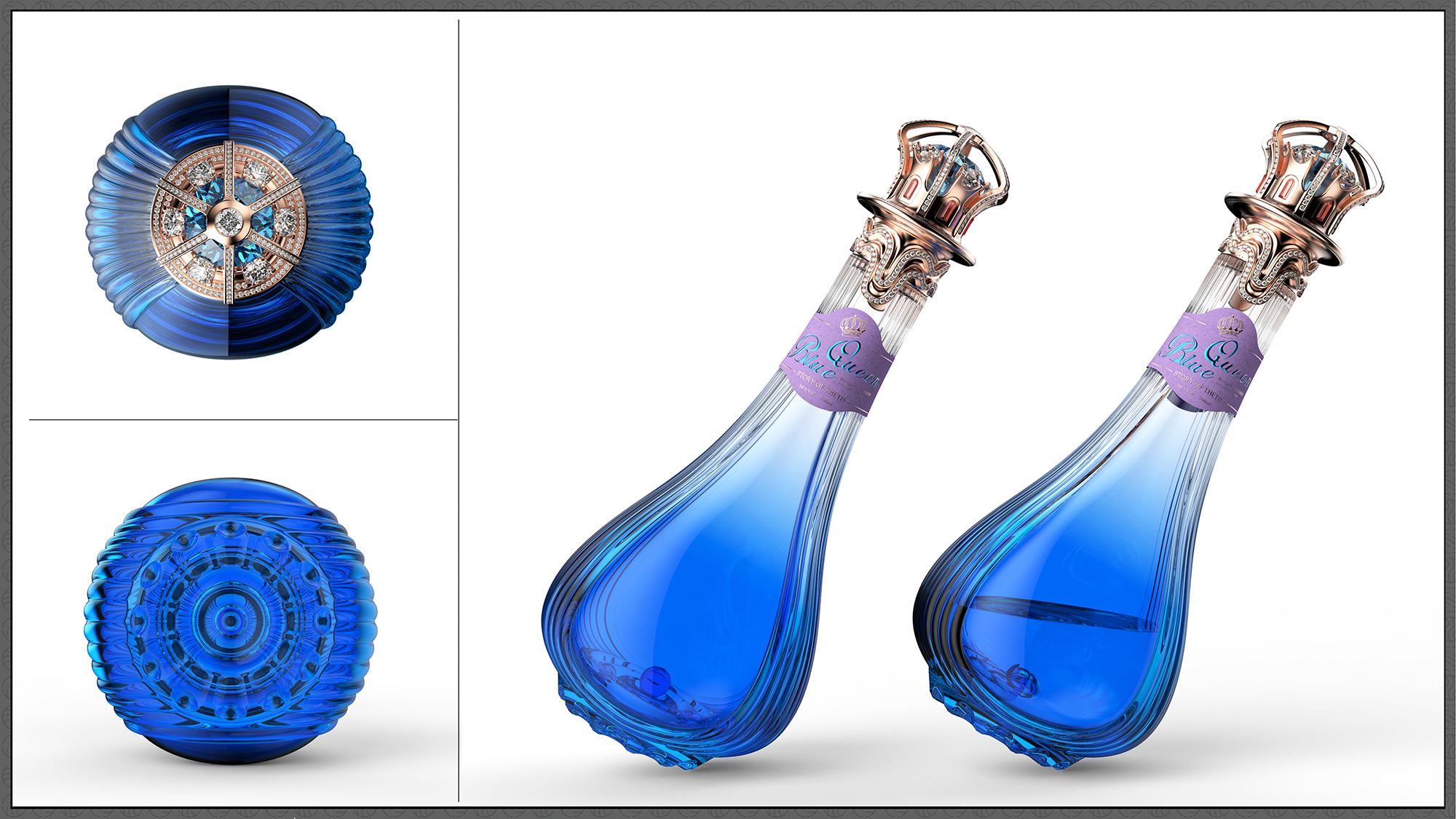 Wine bottle design，Wine Box Design，After the sea，BlueQueen，Yihong Creation®Products，