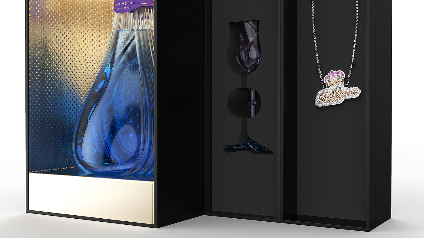 Wine bottle design，Wine Box Design，After the sea，BlueQueen，Yihong Creation®Products，