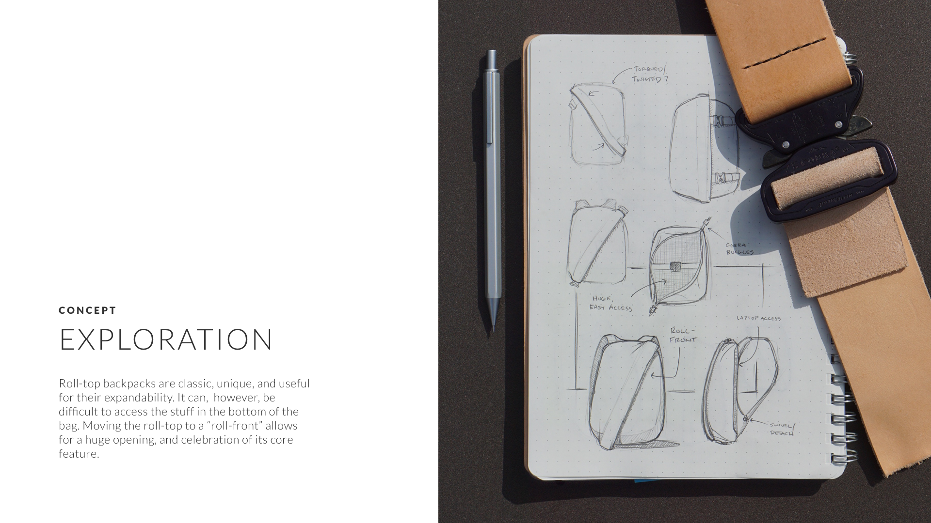 Roll-front，knapsack，genuine leather，brown，