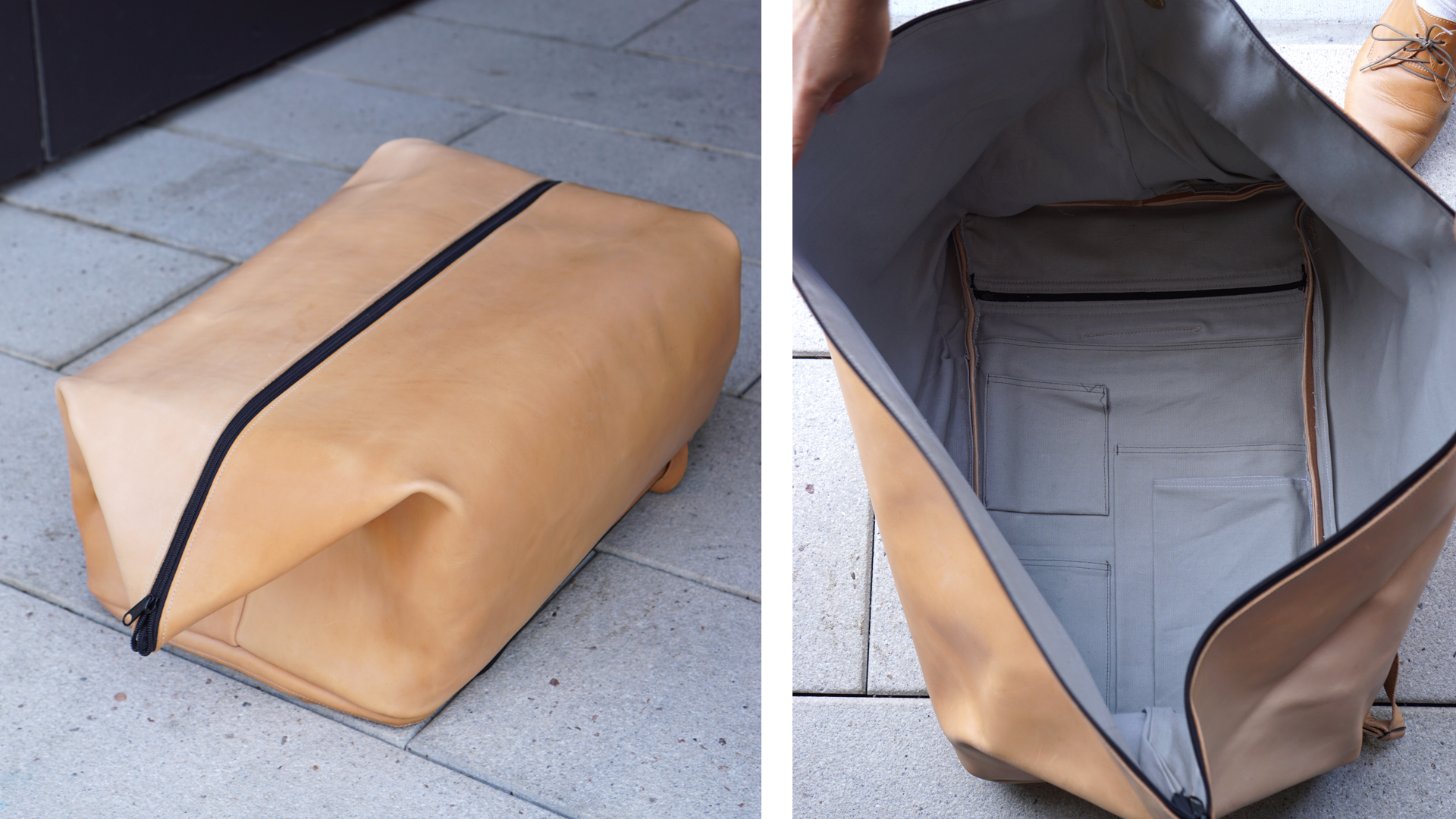 Roll-front，knapsack，genuine leather，brown，