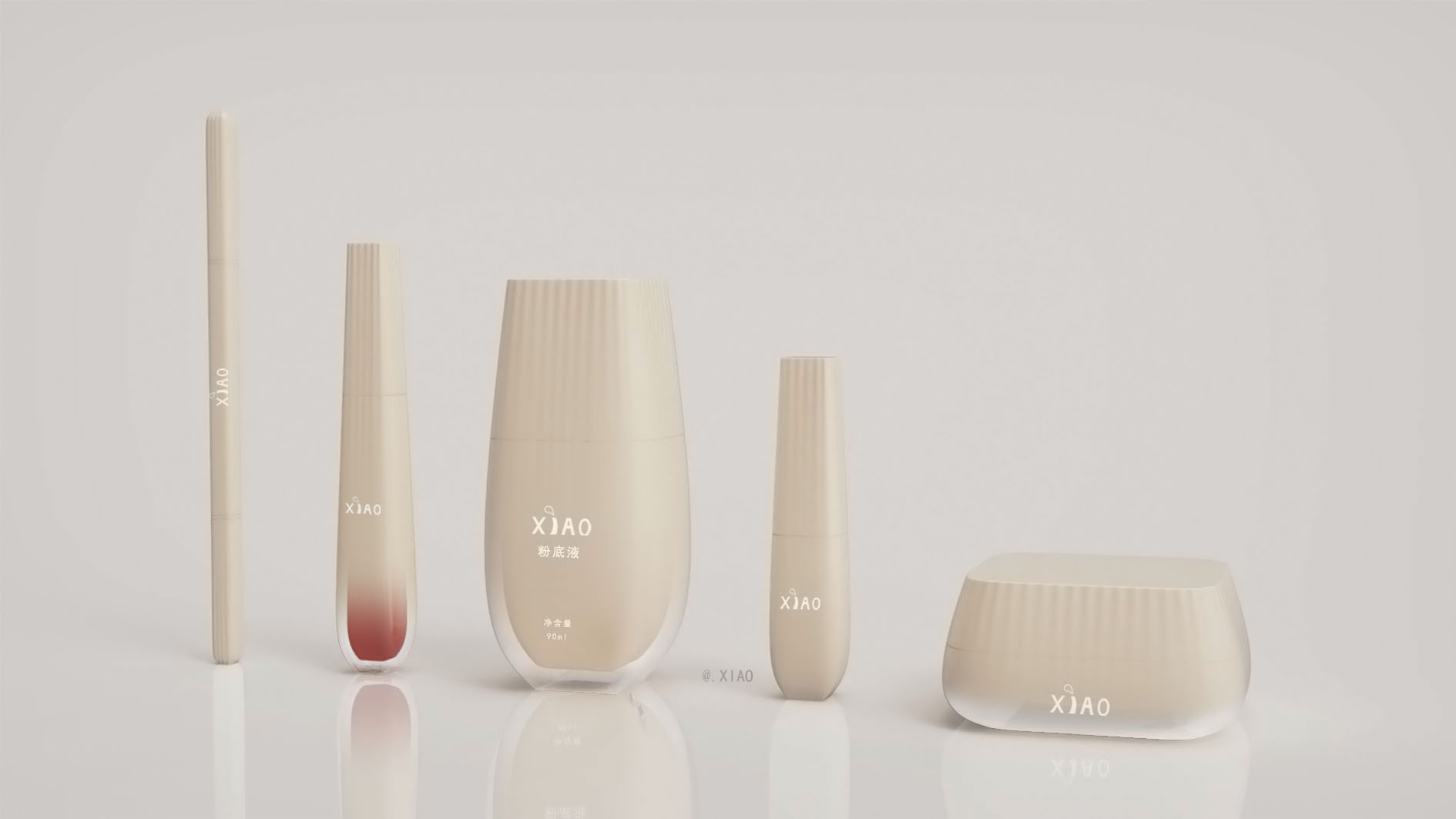 Make-up, eyebrow pencil, lip glaze, liquid foundation, lipstick, loose powder，Gradient, texture，Design, CMF，