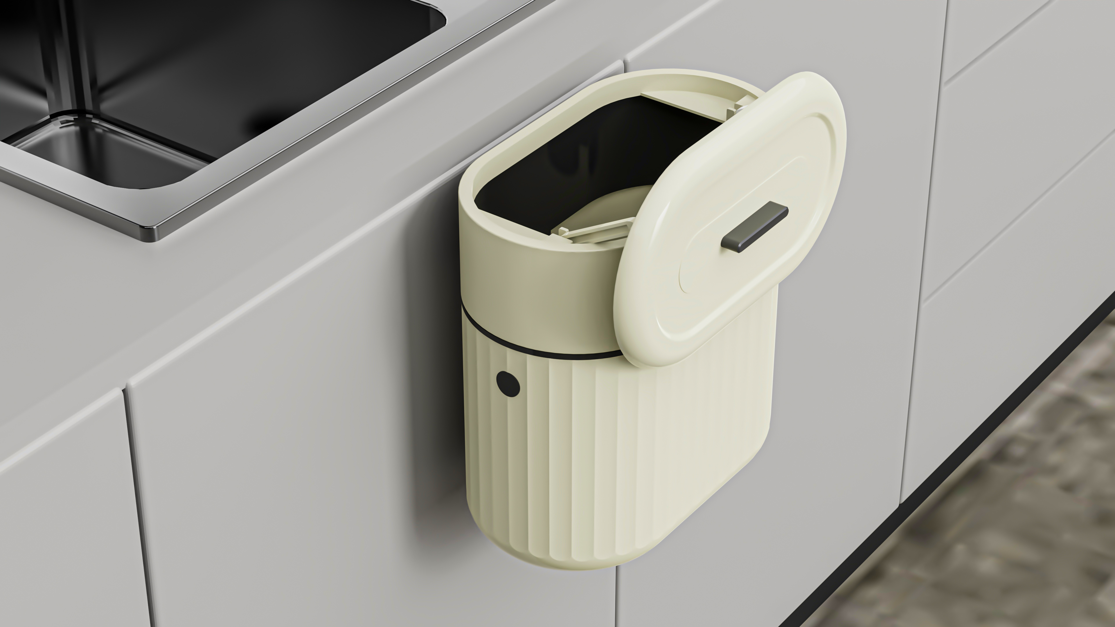 Wall-mounted trash can，