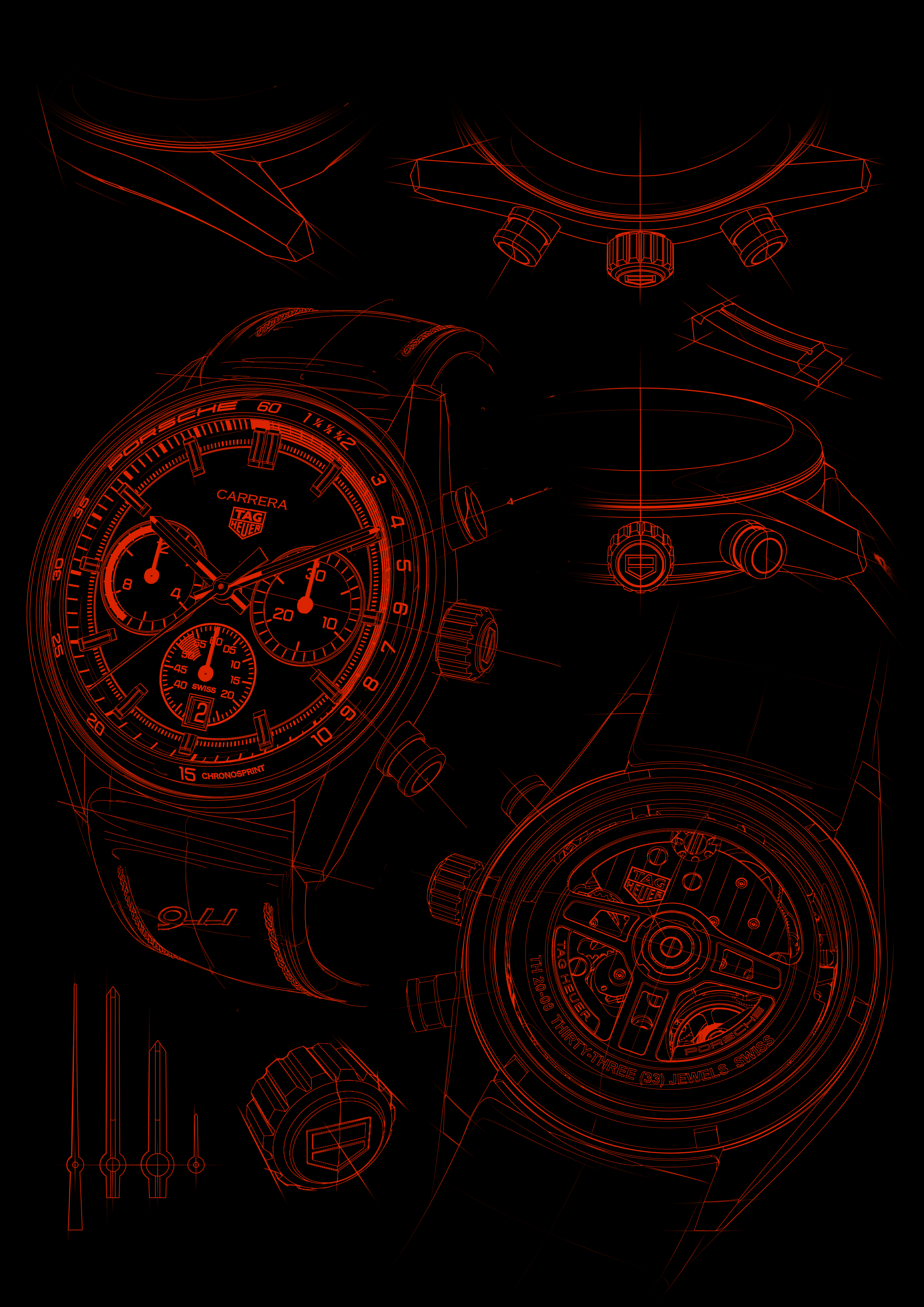 Mechanical watch，Porsche 911，Glass Box，