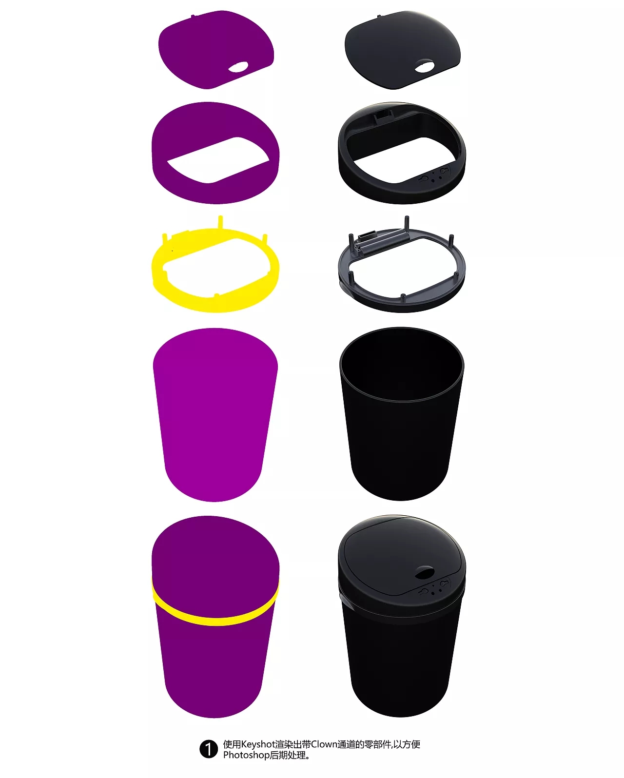 Production process of internal structure analysis diagram，Keyshot rendering，Photoshop post processing，