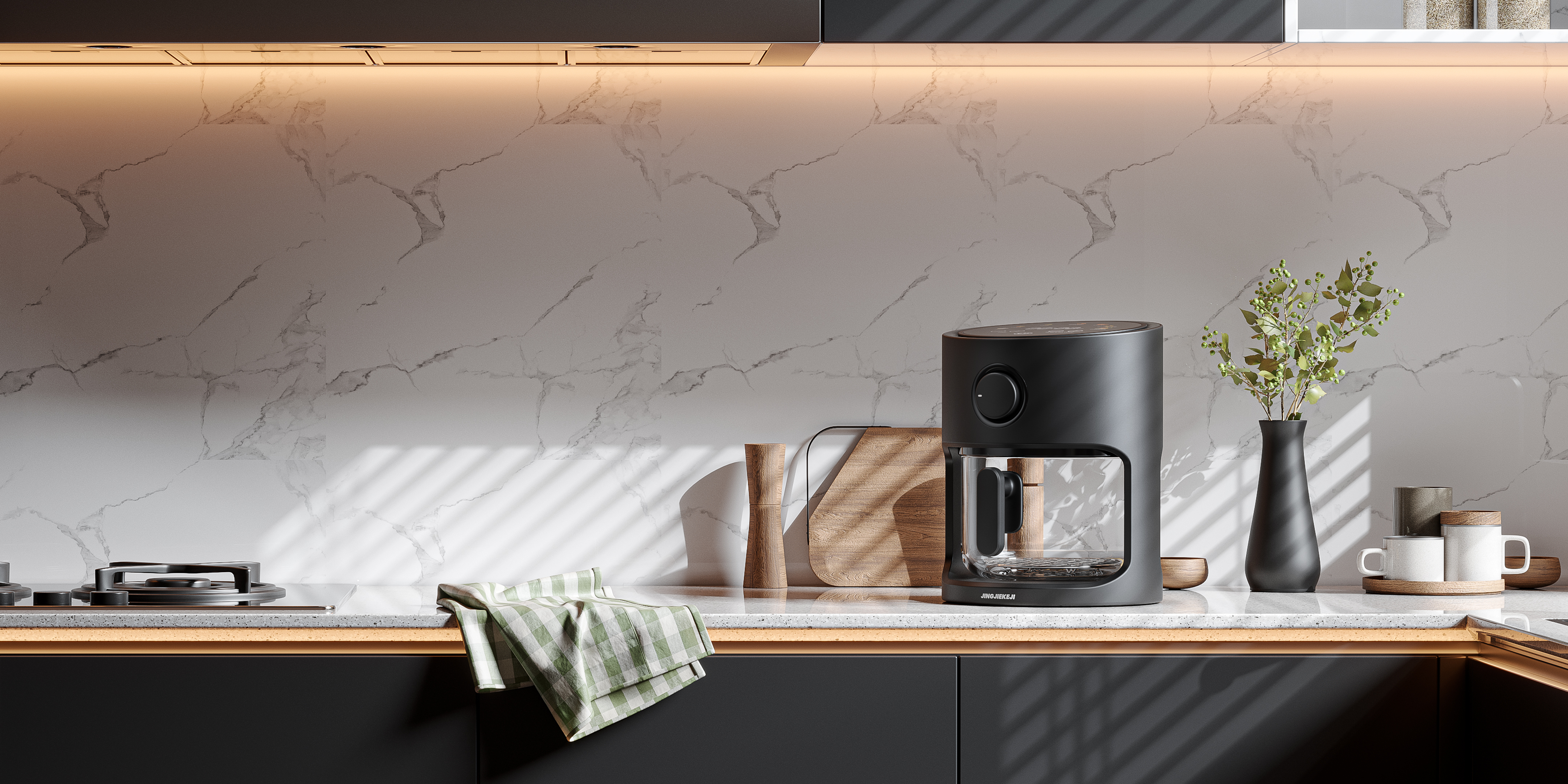 ZENMOKE，industrial design，Air fryer，Air Fryer，Household appliances，Visual effect design，If Award，