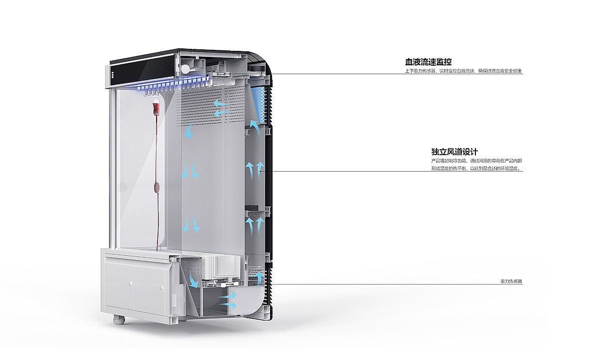 Design of Medical Blood Filter White Cabinet，blood filter white，Blood storage equipment，medical apparatus and instruments，Medical industry design，Medical equipment design，