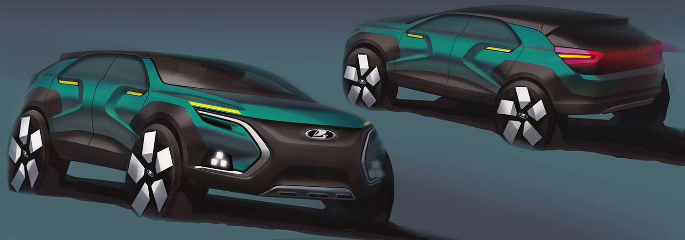 suv，LADA Next，flagship，automobile，Draft hand-painted，