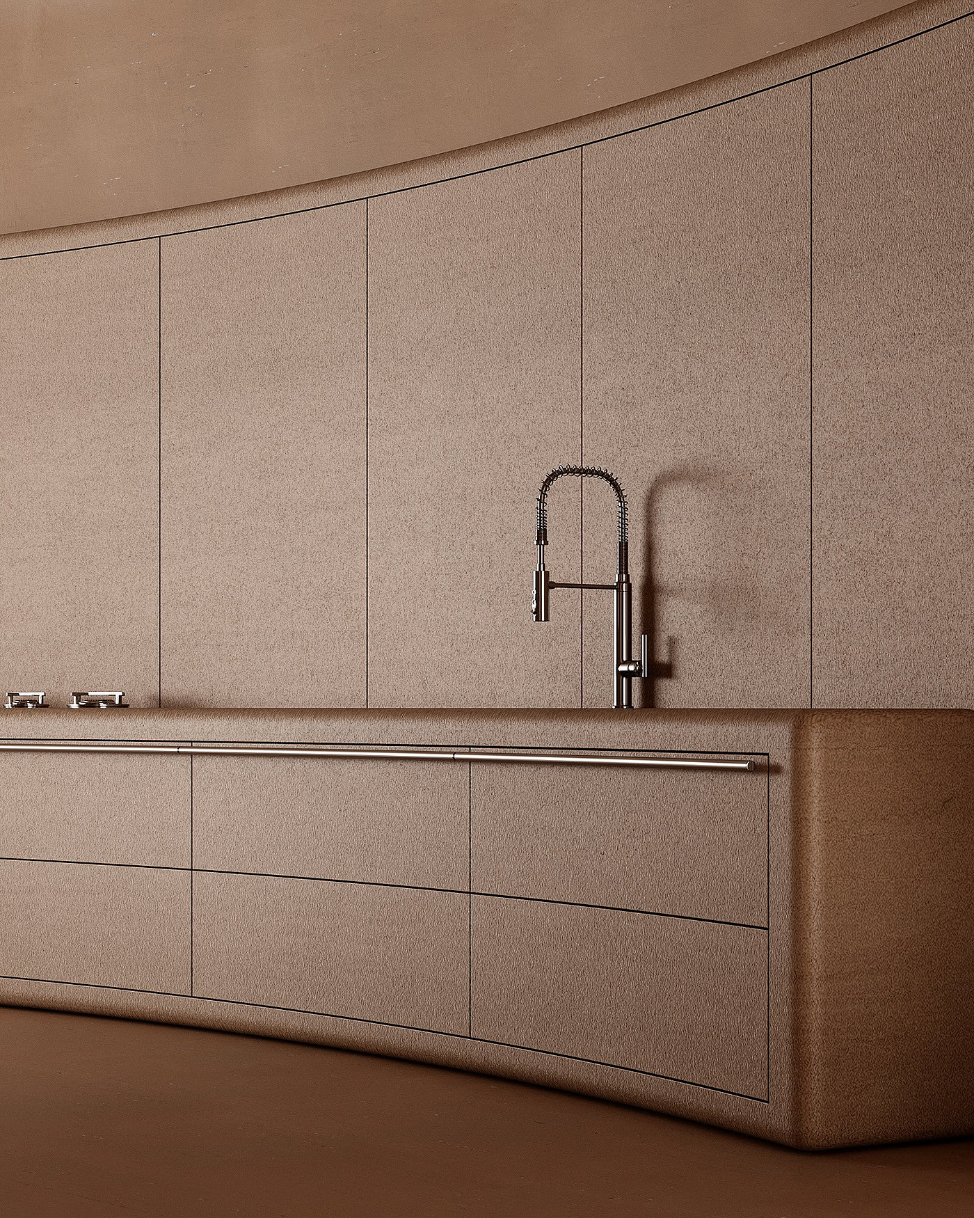 Architecture，inside the city，Design，3dmax，visualization，bedroom，modern，kitchen，